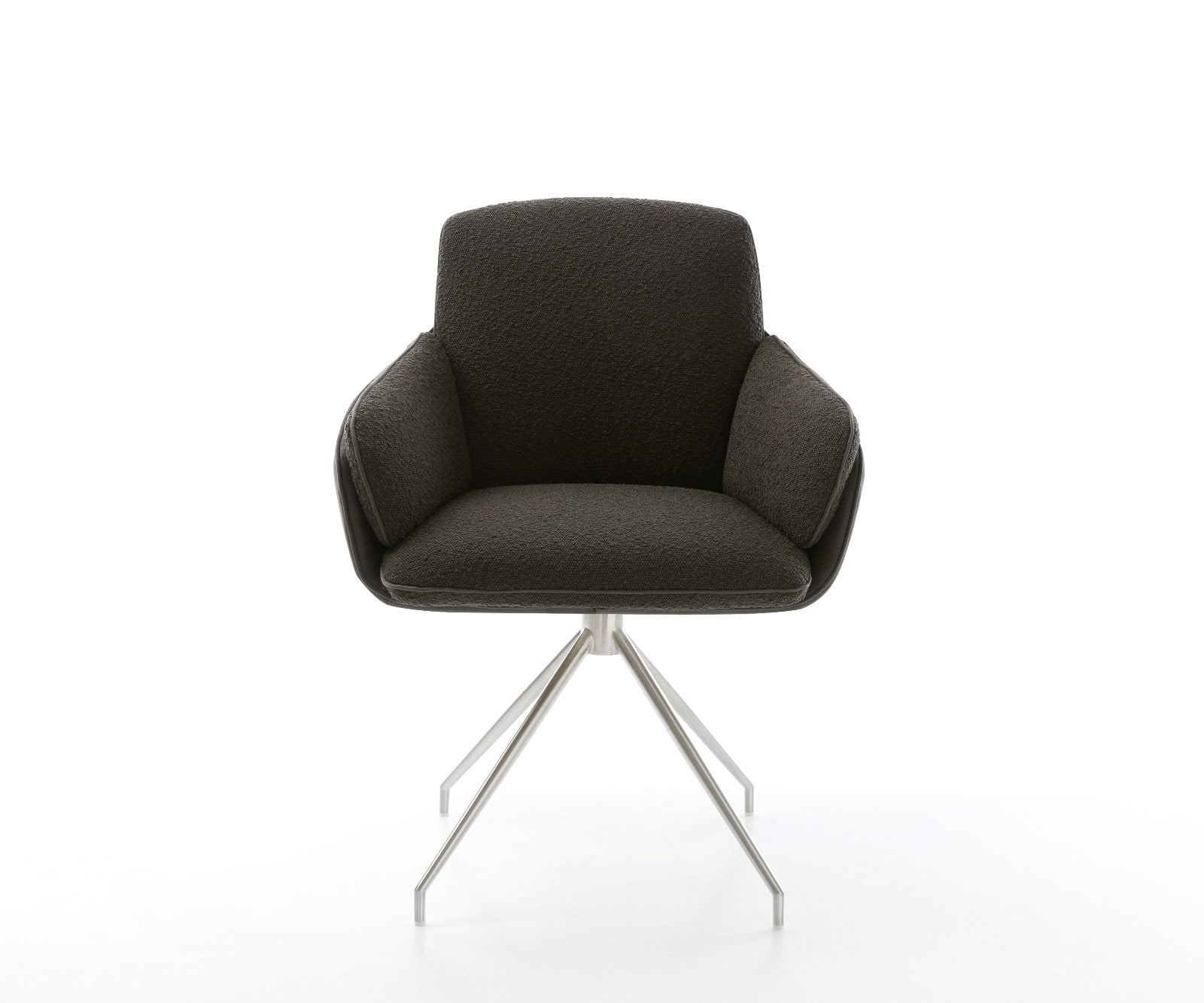 Chaise-pivotante Luan-Flex avec accoudoirs tissu mixte noir pied croisé conique acier inoxydable brossé pivotement sur 180° 1 Chaise-pivotante Luan-Flex avec accoudoirs tissu mixte noir pied croisé conique acier inoxydable brossé pivotement sur 180° 1