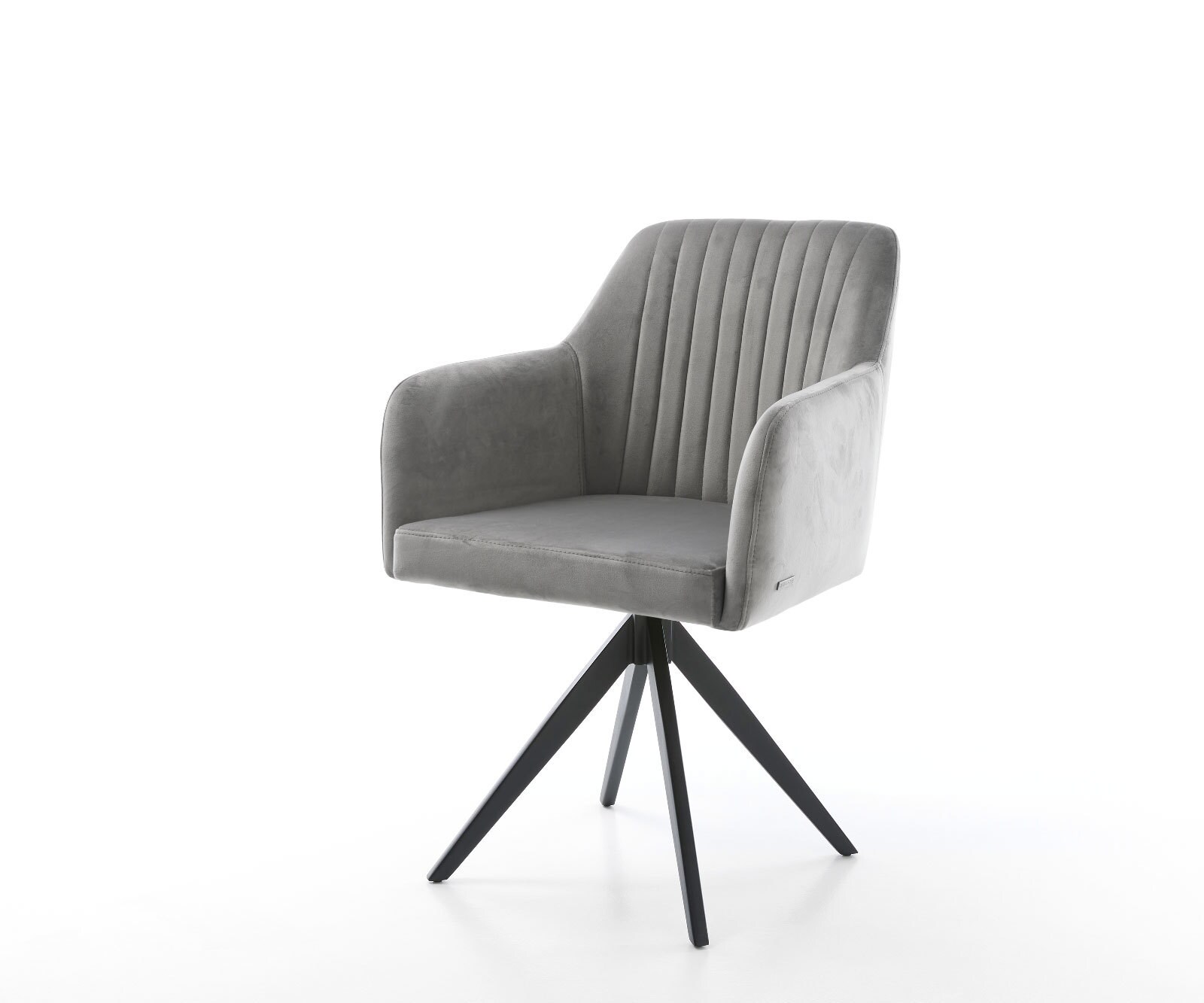 Chaise-de-salle-à-manger Greg-Flex velours gris pied croisé angulaire noir ressorts ensachés