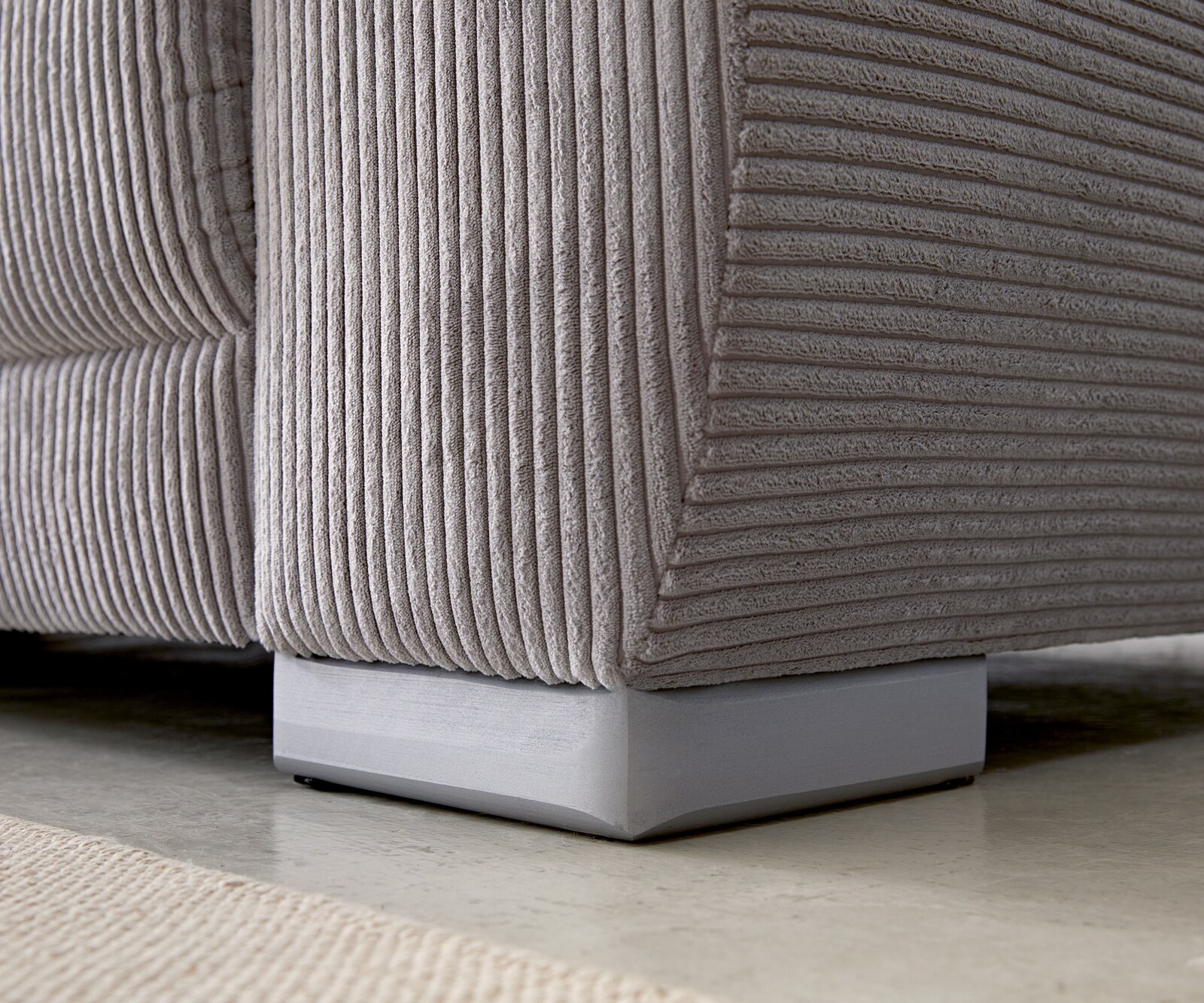 Canapé-d'angle Josea 300x220 cm velours côtelé gris argenté méridiènne gauche 8