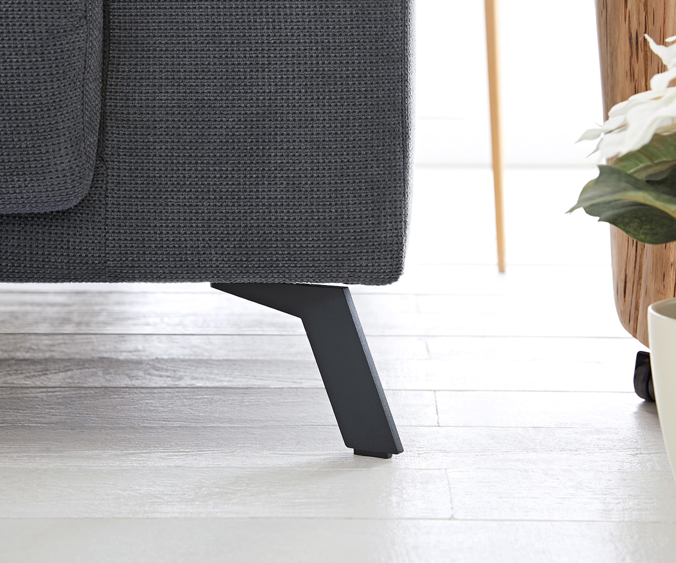 Canapé-d'angle Ordino 285x200 microfibre noir ottomane gauche réglage électrique de la profondeur d'assise 8