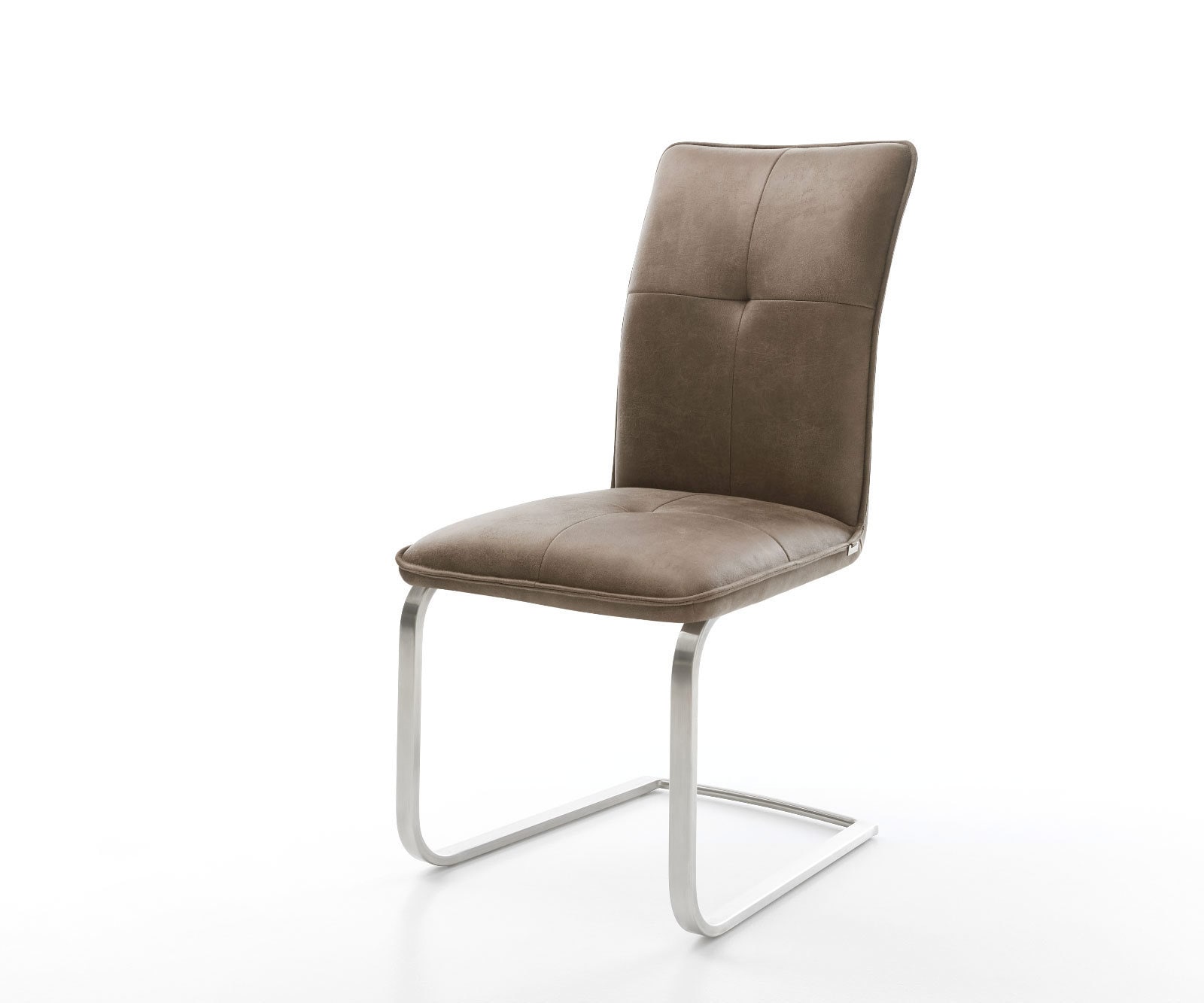 Cantilever Maddy-Flex microvelours taupe vintage pied cantilever plat acier inoxydable brossé Cantilever Maddy-Flex microvelours taupe vintage pied cantilever plat acier inoxydable brossé