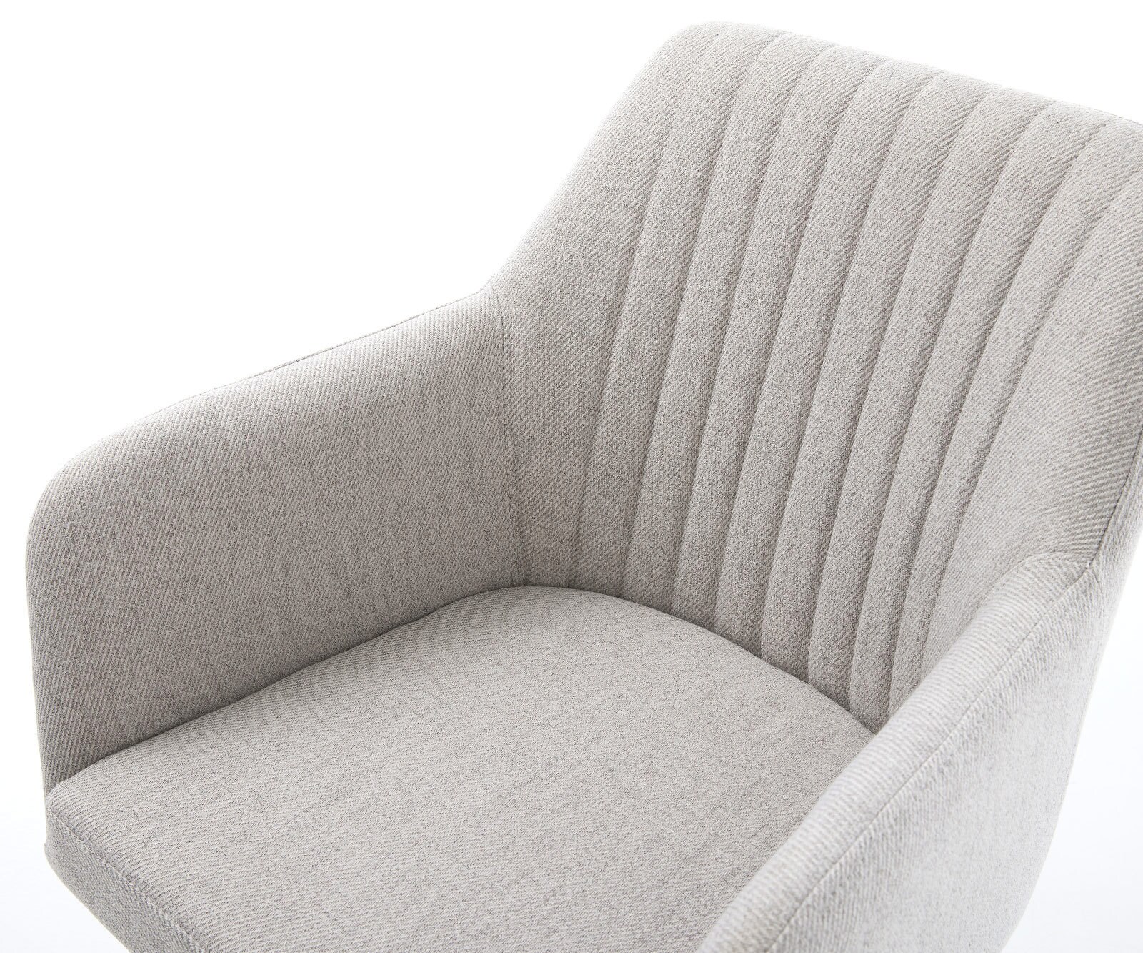 Chaise-de-salle-à-manger Greg-Flex rayures gris clair pied croisé large acier inoxydable brossé ressorts ensachés 4