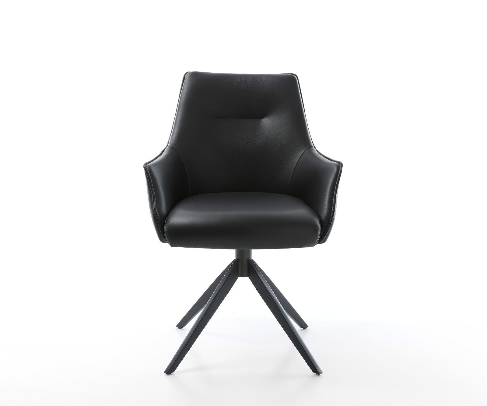 Chaise-pivotante Alja-Flex cuir de vache noir pied croisé large noir pivotement sur 360° fonction bascule ressorts ensachés 1