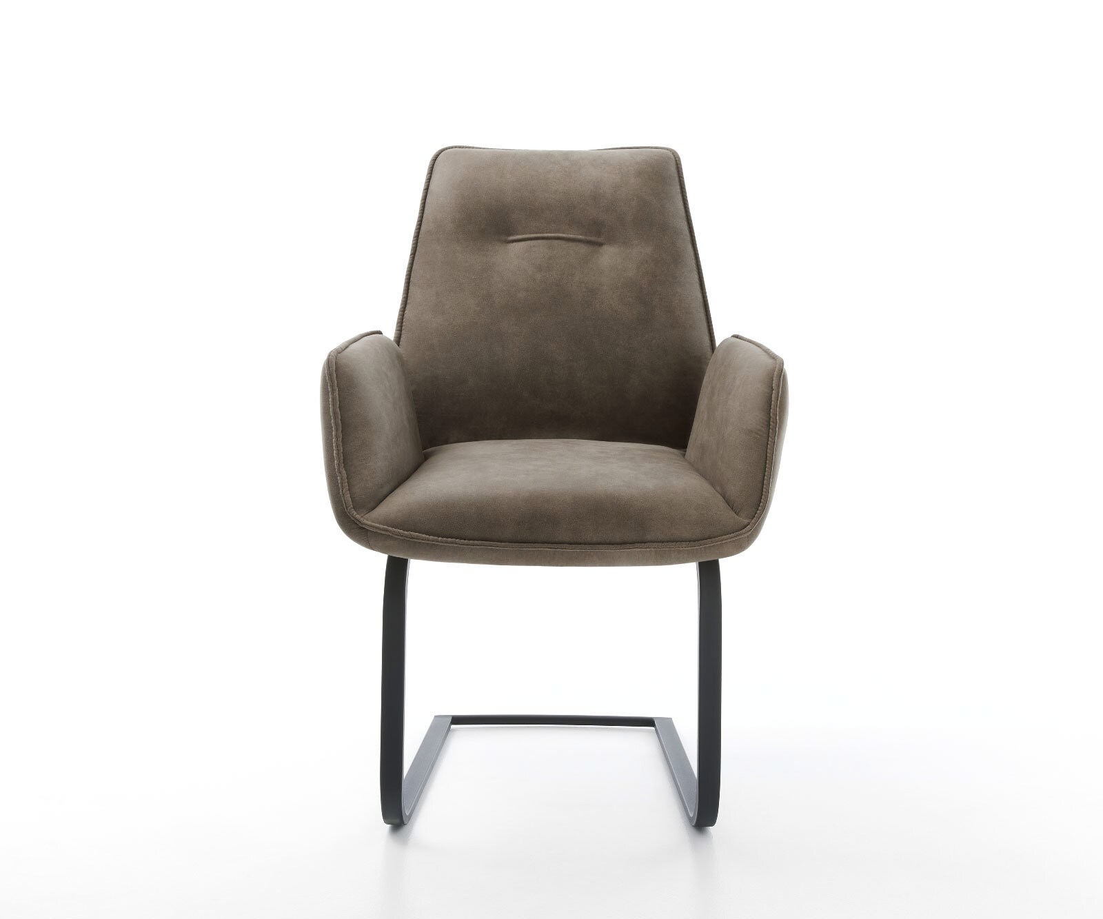 Cantilever Zoa-Flex microvelours taupe vintage pied cantilever plat noir ressorts ensachés 1
