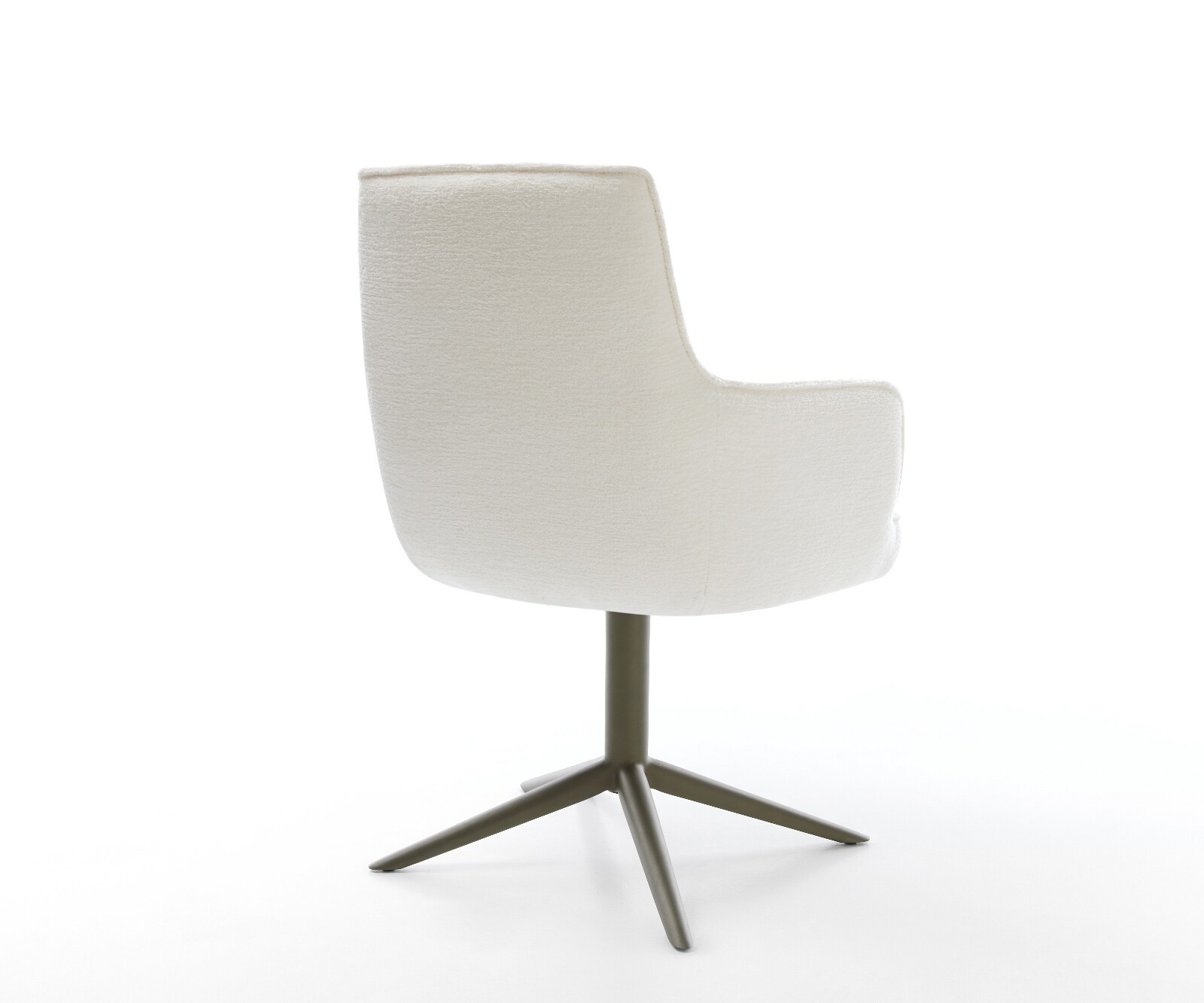 Chaise-pivotante Heira-Flex avec accoudoirs bouclé doux beige pied de chaise 4 branches aspect titane pivotement sur 360° fonction bascule resorts ensachés 5