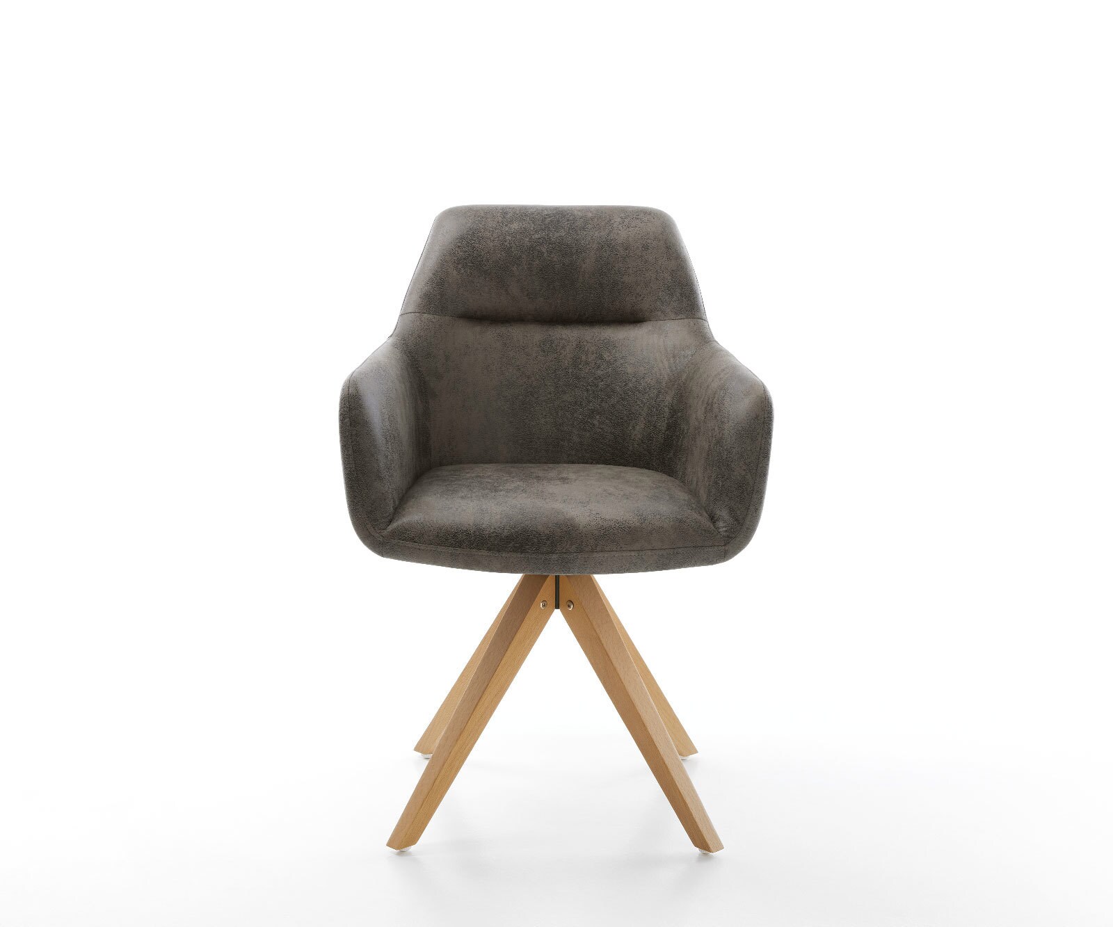 Chaise-de-salle-à-manger Pejo-Flex microvelours gris antique pied en bois angulaire naturel ressorts ensachés 1