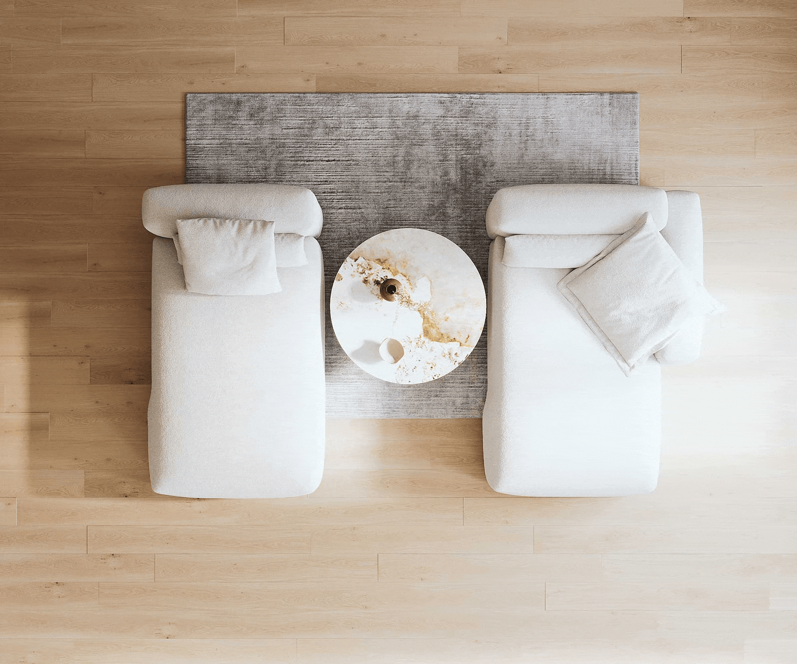 Canapé d'angle Freestyle 310x200 cm Bouclé doux Beige couture plate 5