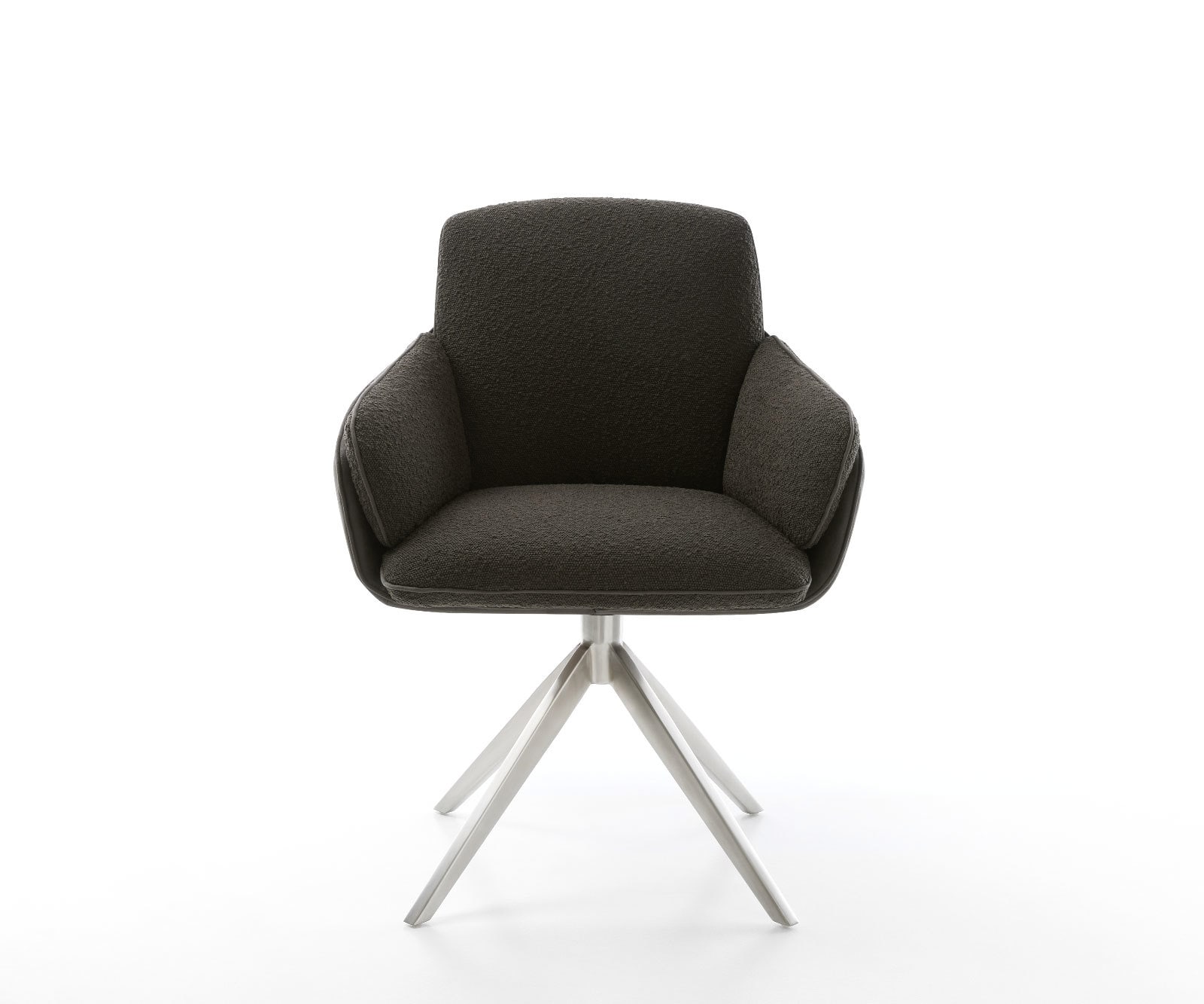 Chaise-pivotante Luan-Flex avec accoudoirs tissu mixte noir pied croisé large acier inoxydable brossé pivotement sur 360° fonction bascule 1 Chaise-pivotante Luan-Flex avec accoudoirs tissu mixte noir pied croisé large acier inoxydable brossé pivotement sur 360° fonction bascule 1