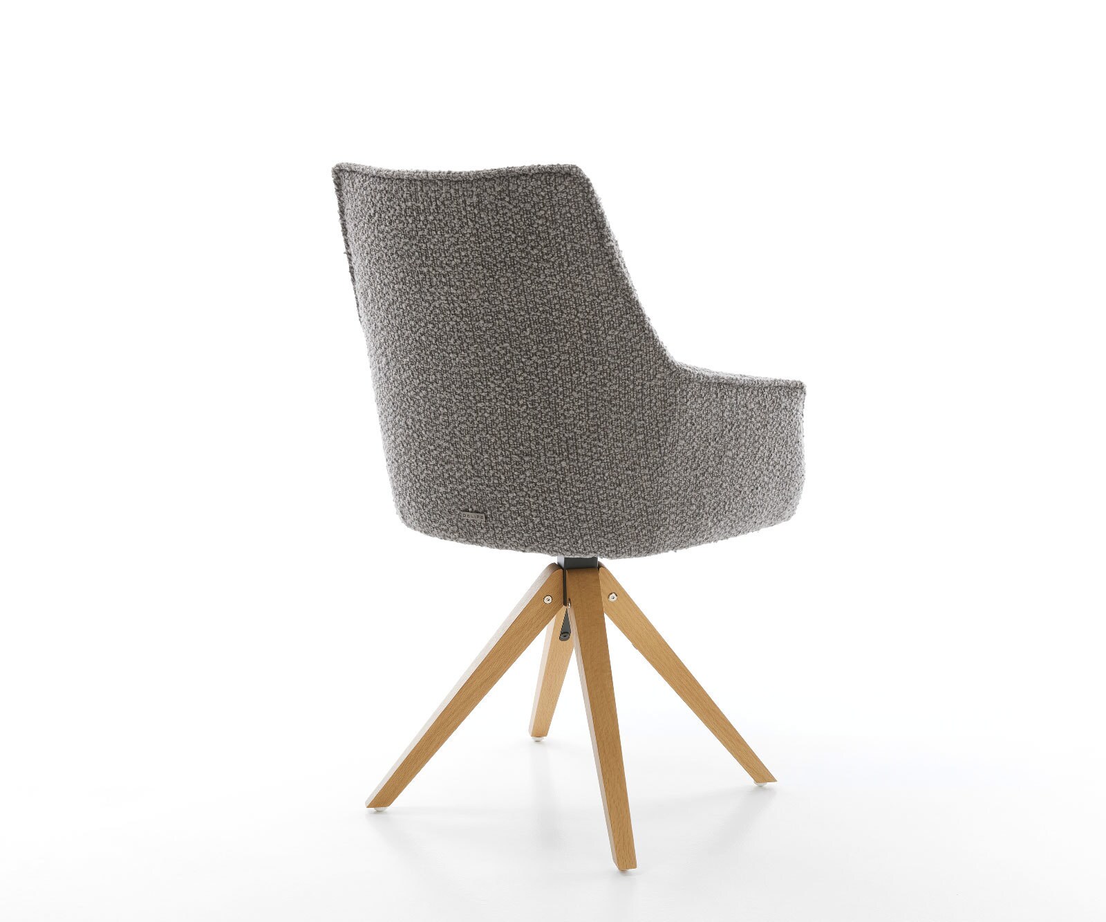 Chaise-pivotante Alja-Flex avec accoudoirs bouclé gris argenté pied en bois angulaire naturel pivotement sur 180° ressorts ensachés 4 Chaise-pivotante Alja-Flex avec accoudoirs bouclé gris argenté pied en bois angulaire naturel pivotement sur 180° ressorts ensachés 4