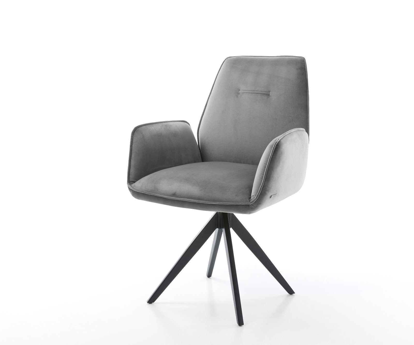 Chaise-de-salle-à-manger Zoa-Flex velours gris pied croisé angulaire noir ressorts ensachés Chaise-de-salle-à-manger Zoa-Flex velours gris pied croisé angulaire noir ressorts ensachés