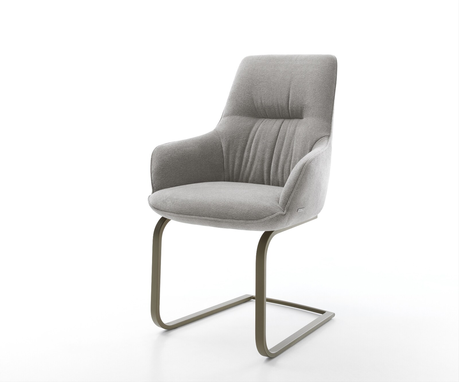 Cantilever Zelia-Flex avec accoudoirs tissu structuré doux Grau gris pied cantilever plat aspect titane ressorts ensachés 1