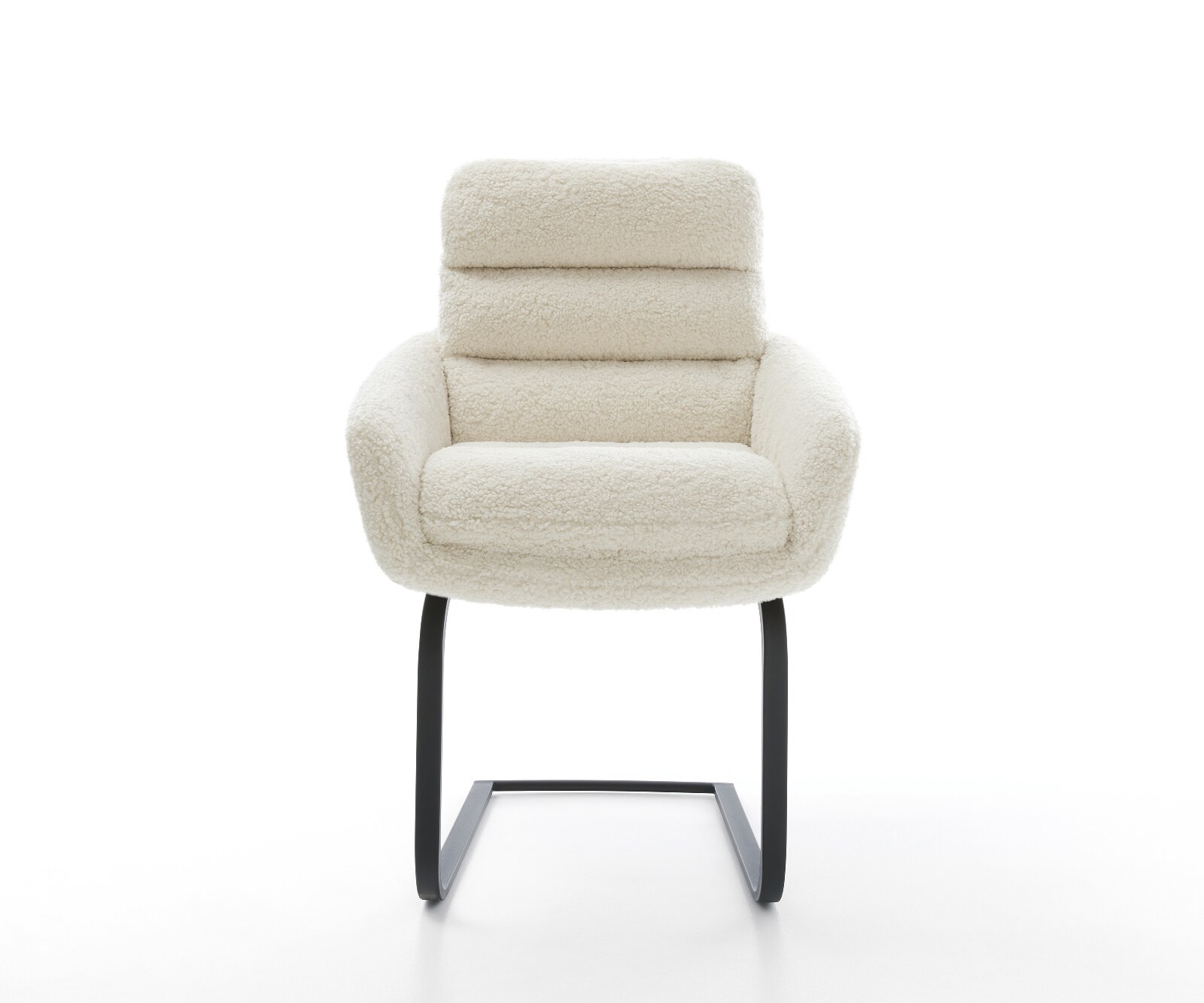 Cantilever Abelia-Flex avec accoudoirs tissu teddy beige pied cantilever plat noir 2