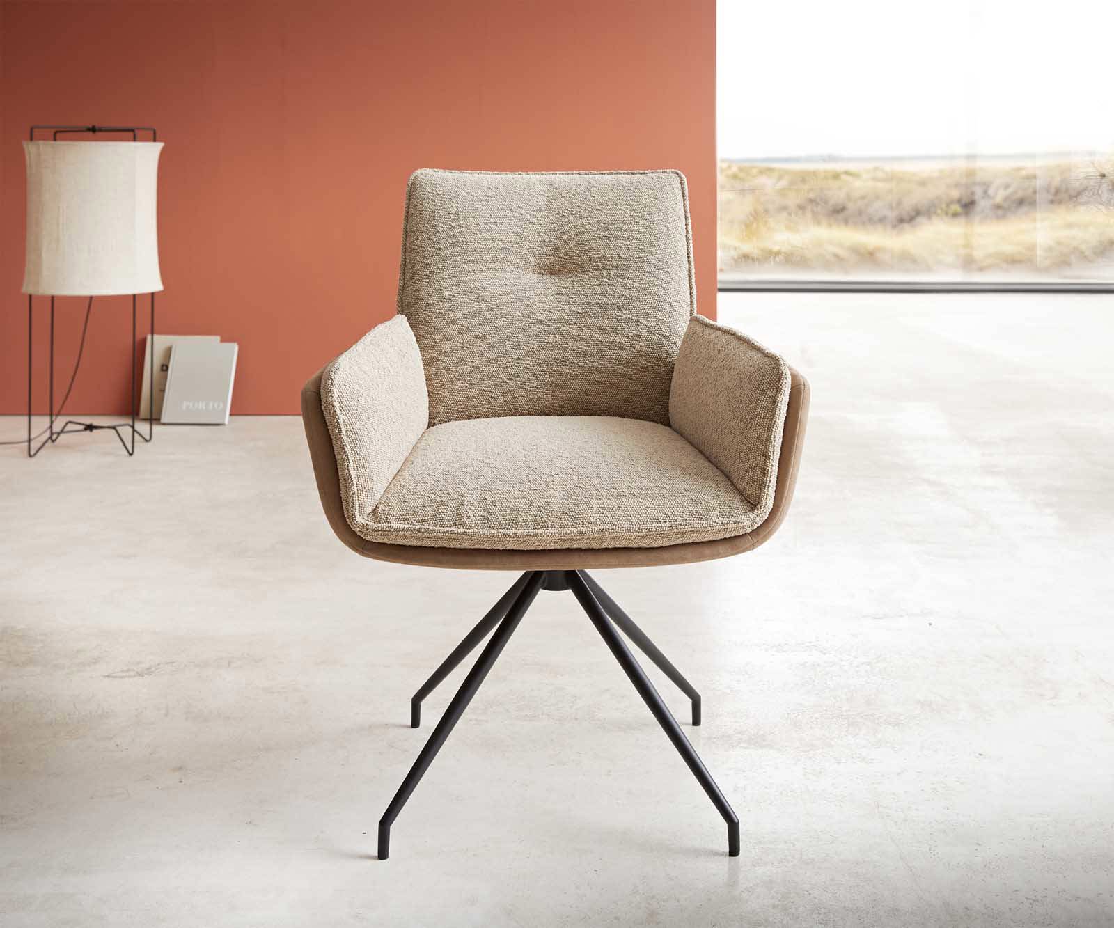 Chaise-pivotante Nela-Flex tissu mixte couleur boue pied croisé conique noir pivotement sur 180° 1 Chaise-pivotante Nela-Flex tissu mixte couleur boue pied croisé conique noir pivotement sur 180° 1