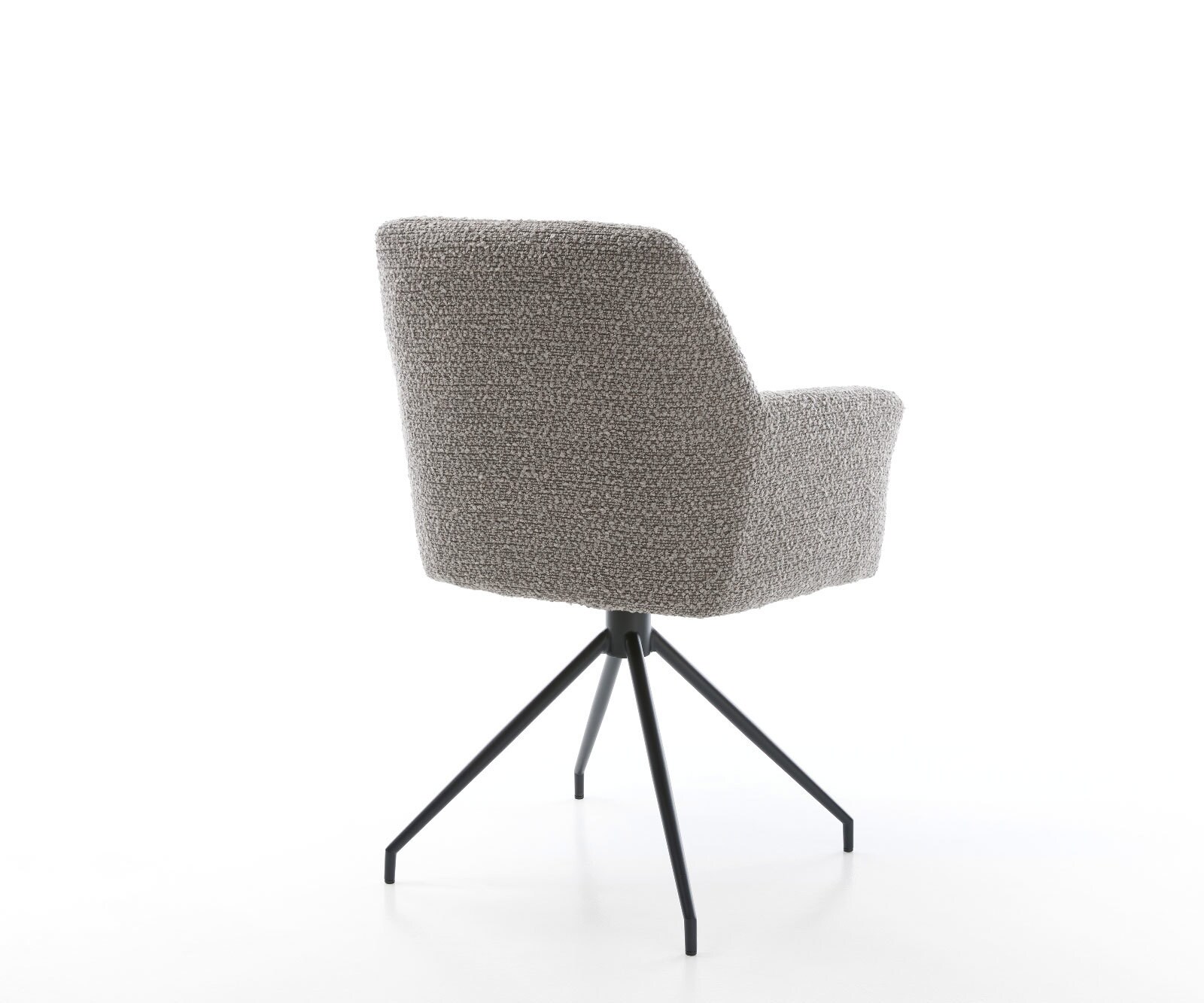 Chaise-pivotante Xana-Flex avec accoudoirs bouclé gris argenté pied croisé conique noir pivotement sur 180° ressorts ensachés 4