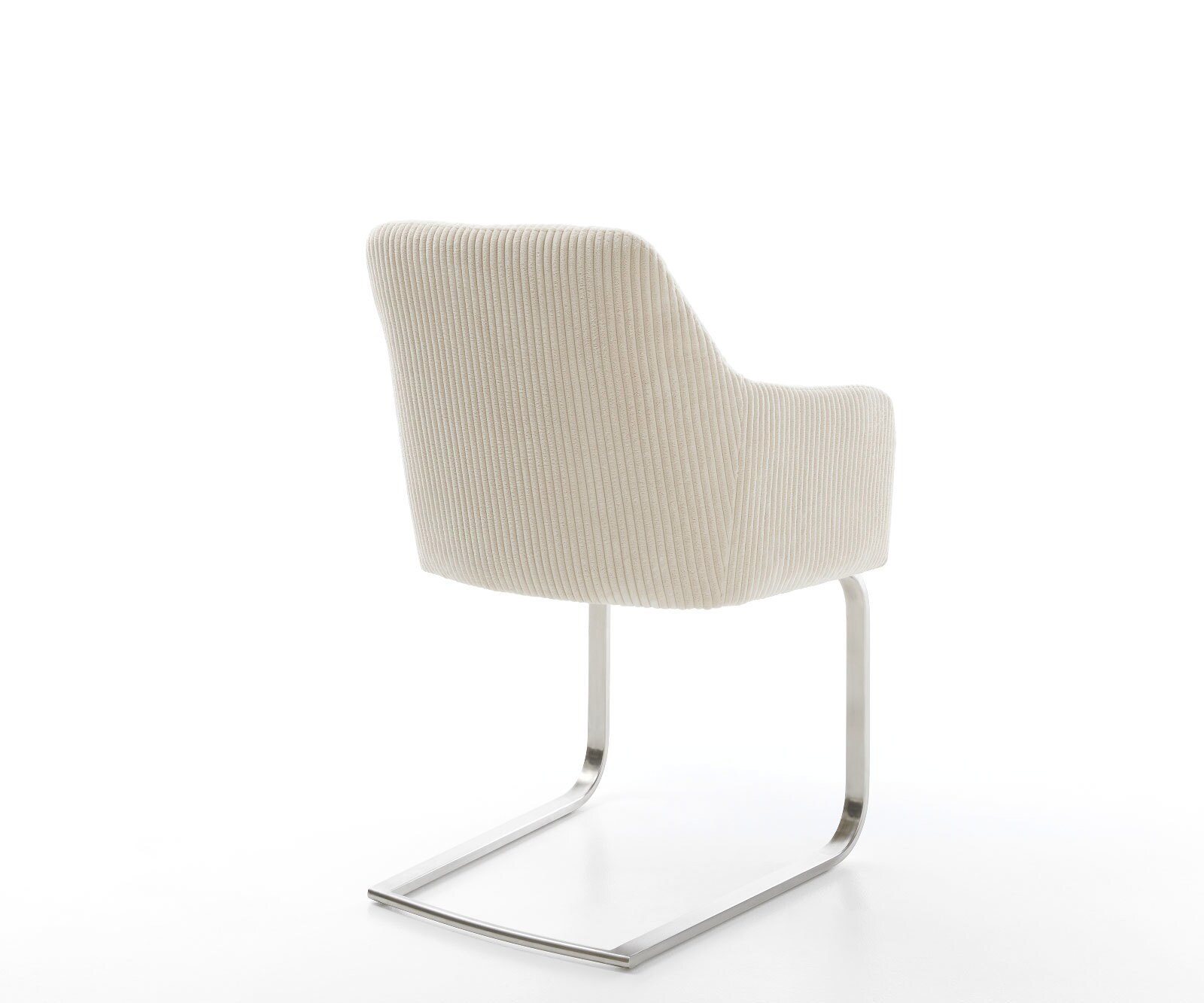 Cantilever Greg-Flex côtelé beige vintage pied cantilever plat acier inoxydable brossé ressorts ensachés 4