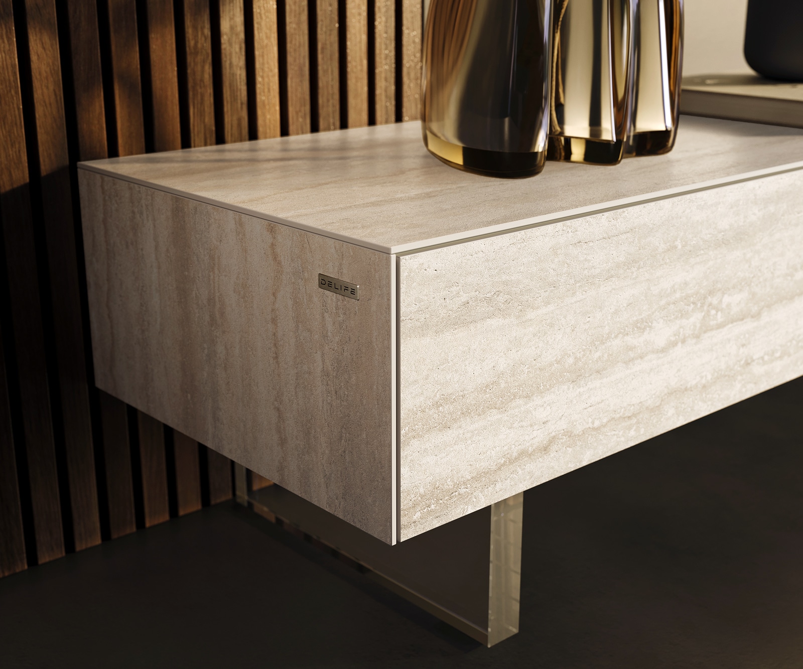 Meuble-TV Cuor 200 cm Céramique Laminam® Travertino Bianco Crème-blanc 1 Clapet 1 Tiroir Pied optique flottant Verre acrylique 6 Meuble-TV Cuor 200 cm Céramique Laminam® Travertino Bianco Crème-blanc 1 Clapet 1 Tiroir Pied optique flottant Verre acrylique 6