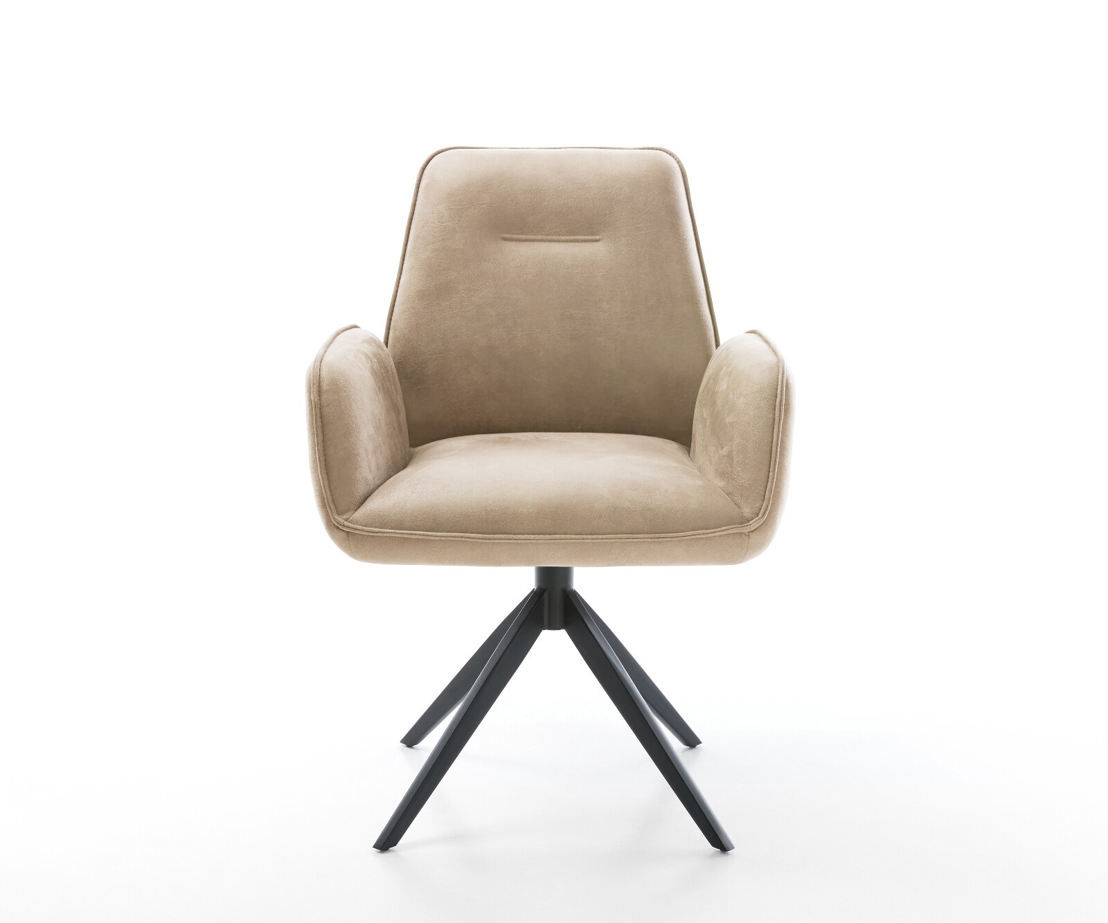 Chaise-pivotante Zoa-Flex microvelours beige vintage pied croisé large noir pivotement sur 360° fonction bascule ressorts ensachés 2