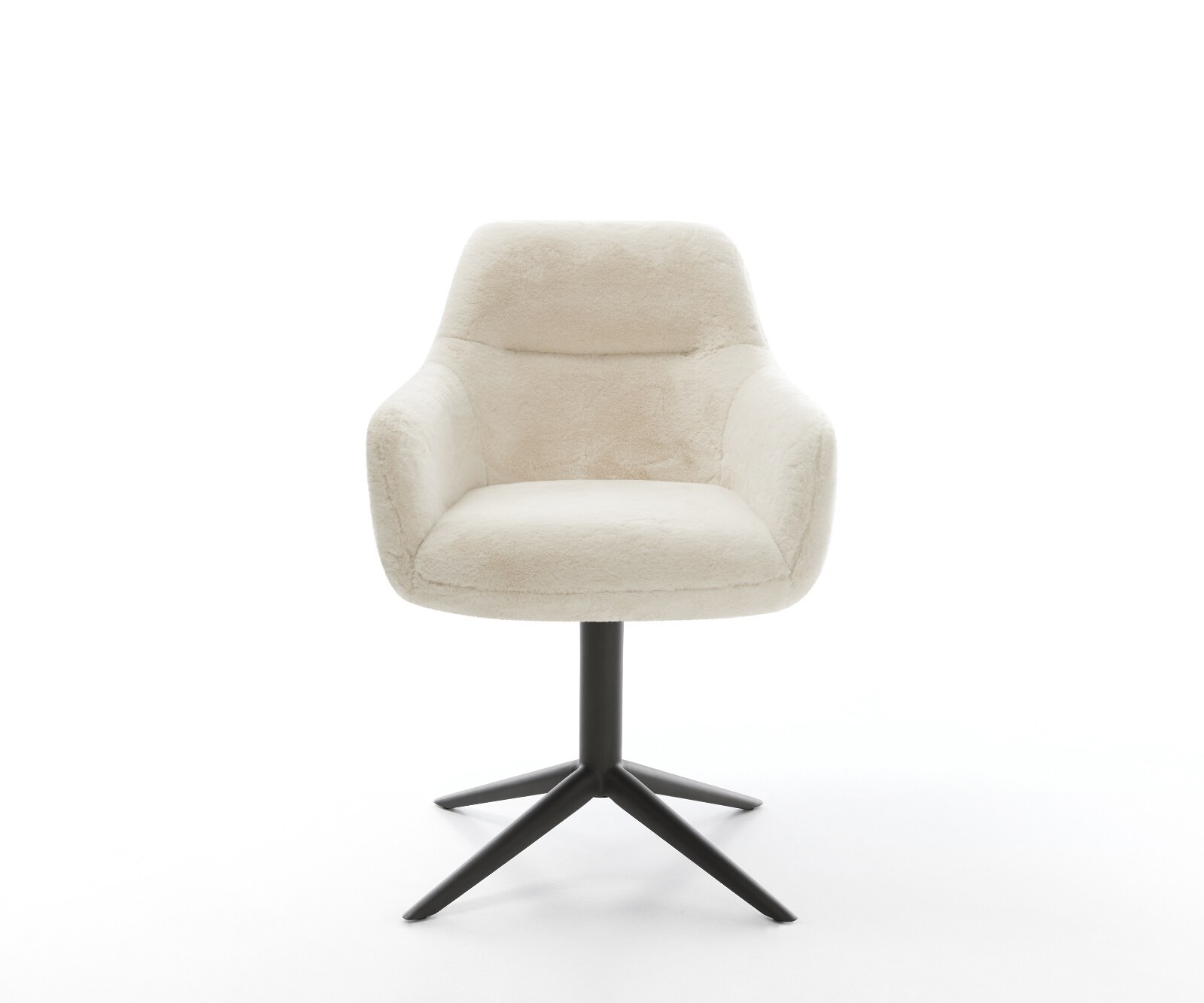 Chaise-pivotante Pejo-Flex peluche crème-blanc pied de chaise 4 branches noir pivotement sur 360° fonction bascule resorts ensachés 1