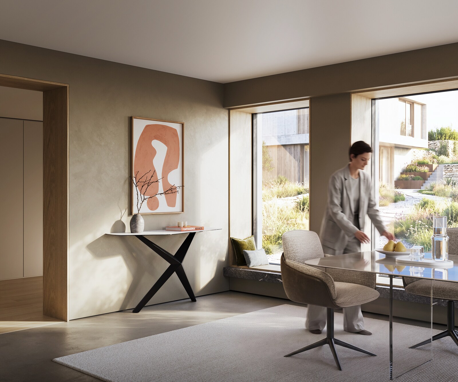 Console Edge Polygonal 140x50 cm Céramique Laminam® Statuarietto Weiß Zentharo Métal Noir 6