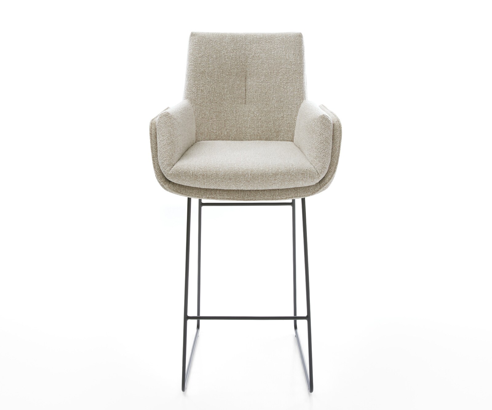 Chaise-de-bar Clea-Flex Tissu tissé doux Beige Pied trapèze noir Noir 2