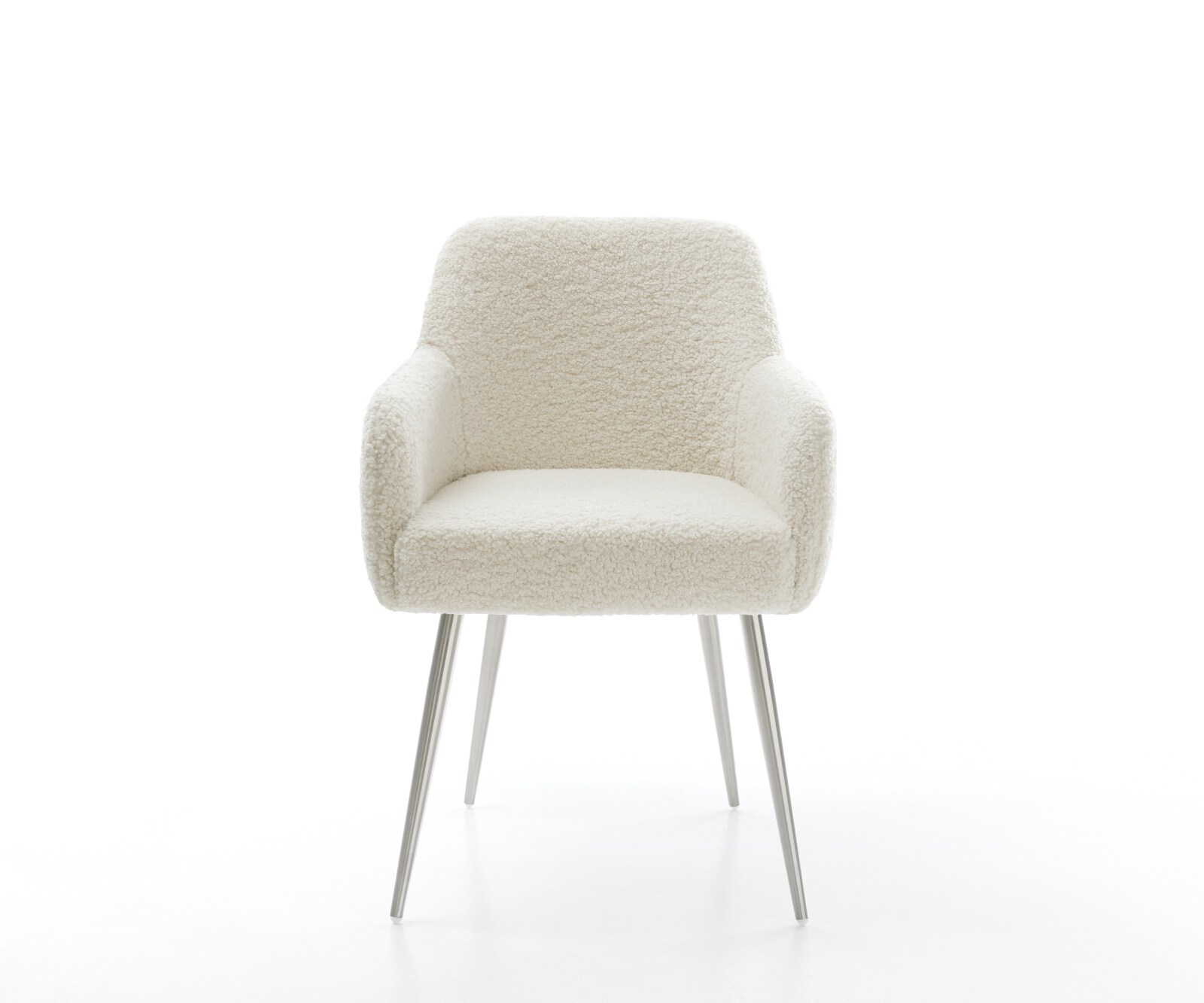 Chaise-de-salle-à-manger Greg-Flex tissu teddy beige 4 pieds coniques acier inoxydable resorts ensachés 2
