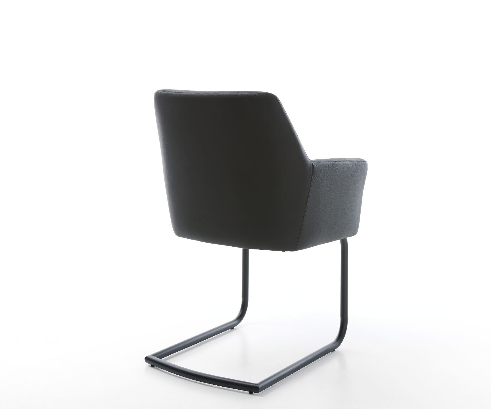 Cantilever Xana-Flex avec accoudoirs cuir de vache noir pied cantilever rond noir ressorts ensachés 5