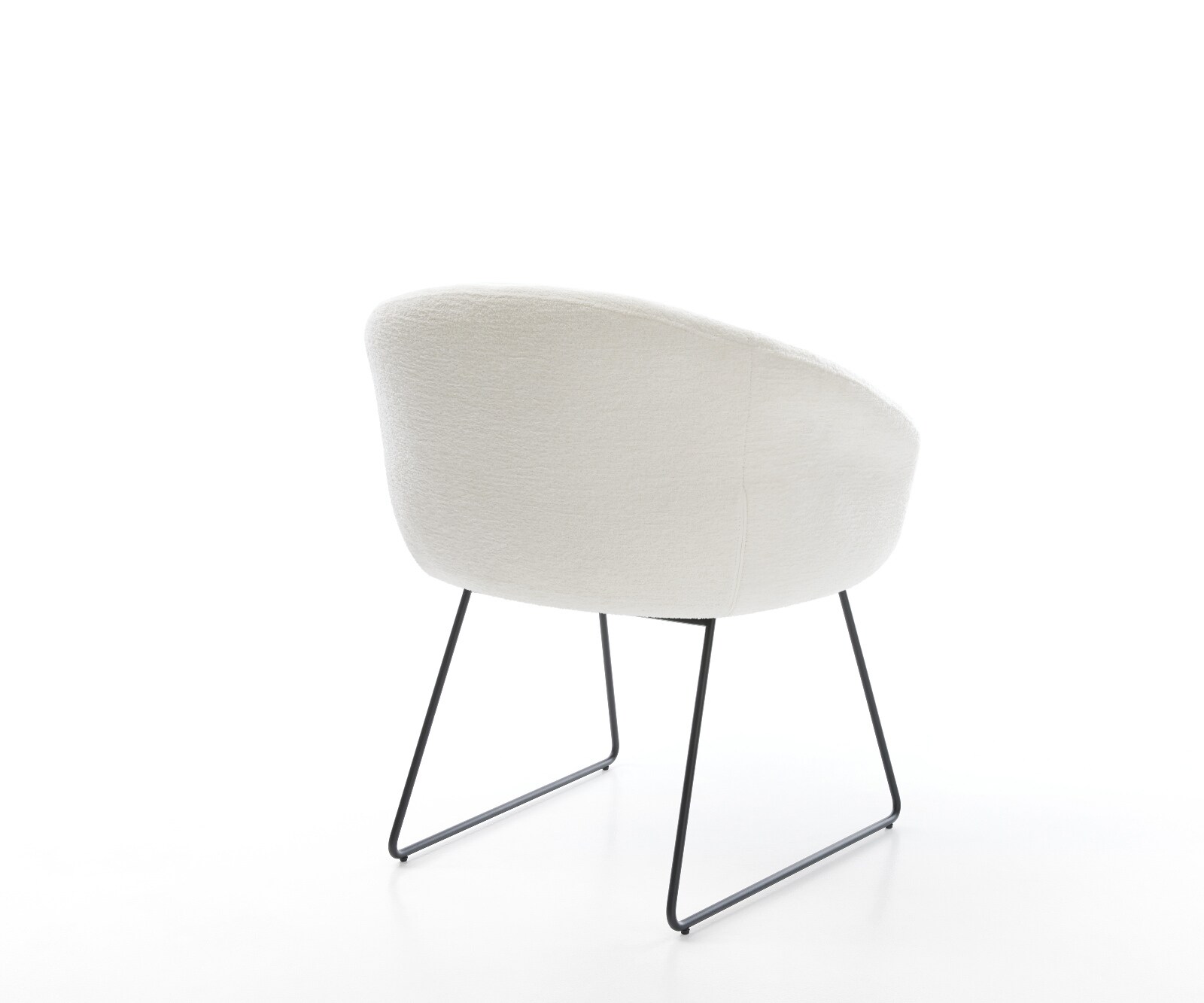 Chaise-de-salle-à-manger Vinka-Flex avec accoudoirs bouclé doux beige pied trapèze noir resorts ensachés 4