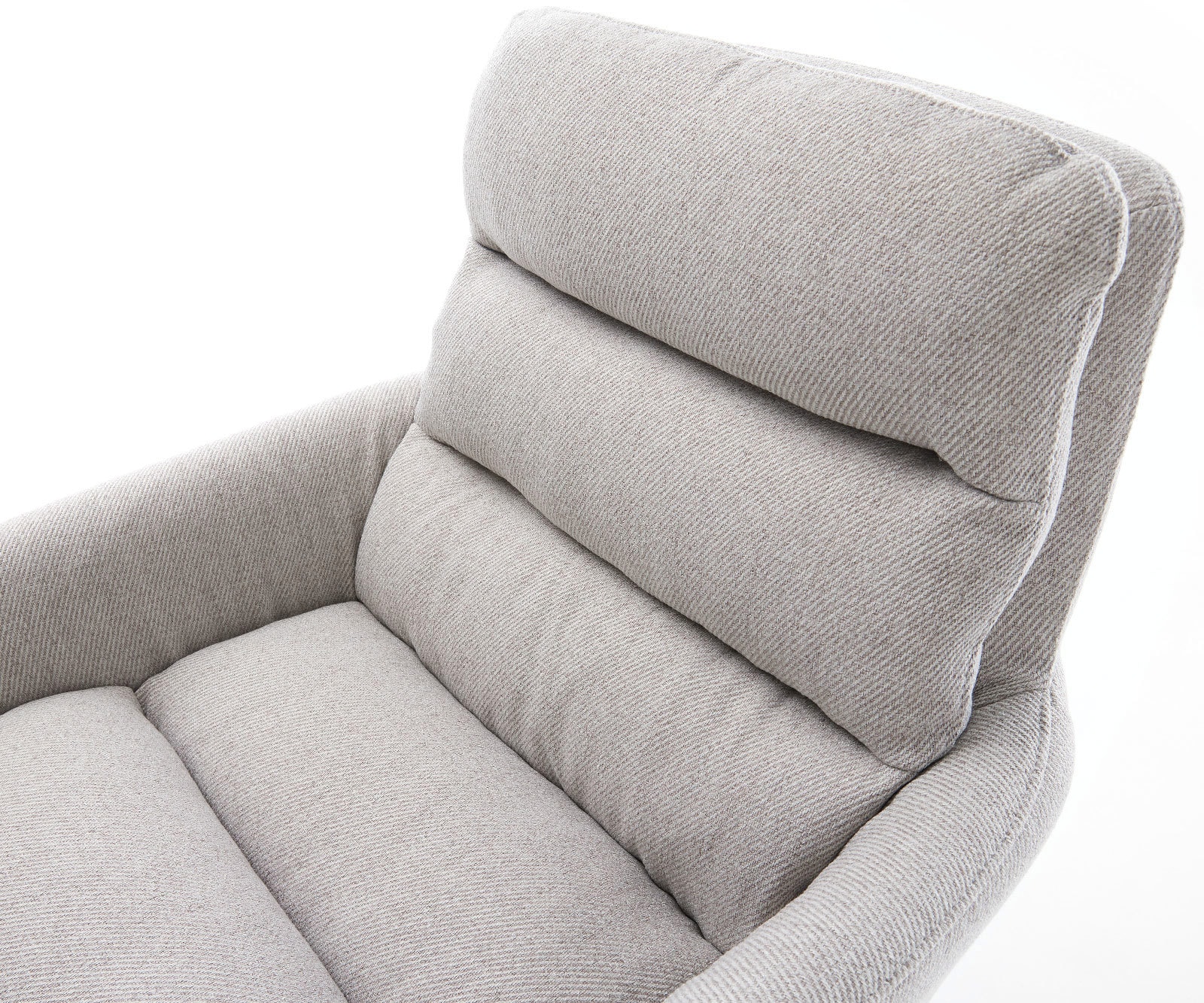 Chaise-de-salle-à-manger Abelia-Flex avec accoudoirs rayures gris clair pied croisé angulaire acier inoxydable brossé 3 Chaise-de-salle-à-manger Abelia-Flex avec accoudoirs rayures gris clair pied croisé angulaire acier inoxydable brossé 3