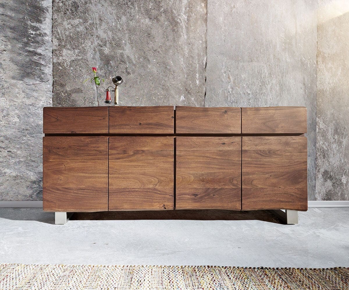 Commode Live-Edge 172 cm acacia marron 4 portes 4 tiroirs 2 Commode Live-Edge 172 cm acacia marron 4 portes 4 tiroirs 2