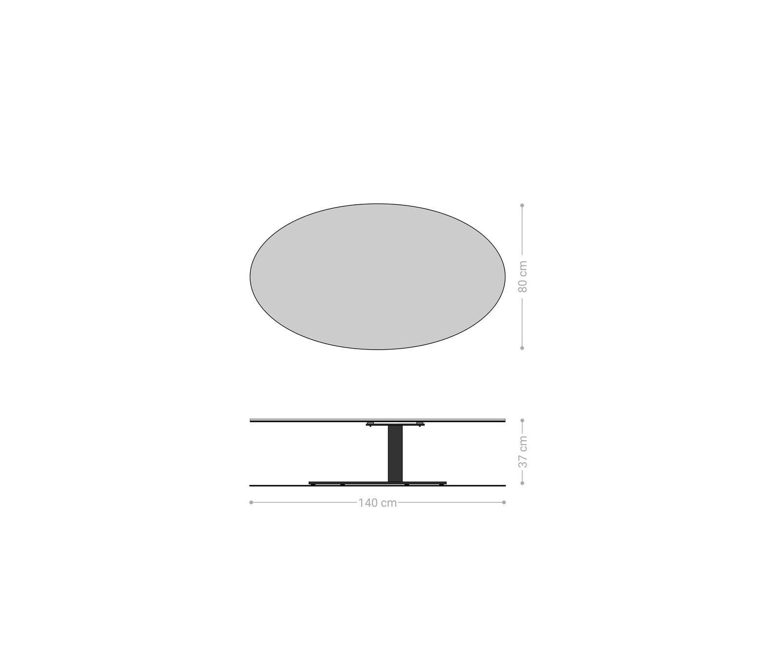 Table basse Edge Oval 140x80 cm céramique Minas Melange Vibany Metall finition effet titane 7