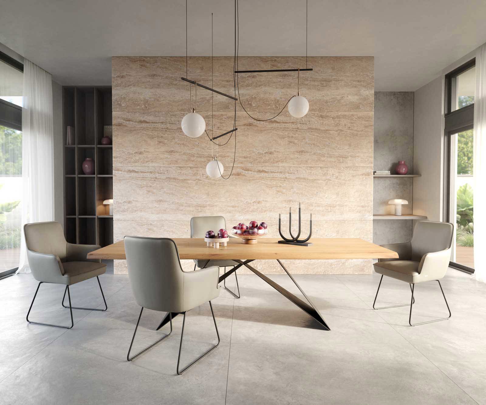 Chaise-de-salle-à-manger Heira-Flex avec accoudoirs cuir de vache couleur boue pied trapèze noir ressorts ensachés 4 Chaise-de-salle-à-manger Heira-Flex avec accoudoirs cuir de vache couleur boue pied trapèze noir ressorts ensachés 4