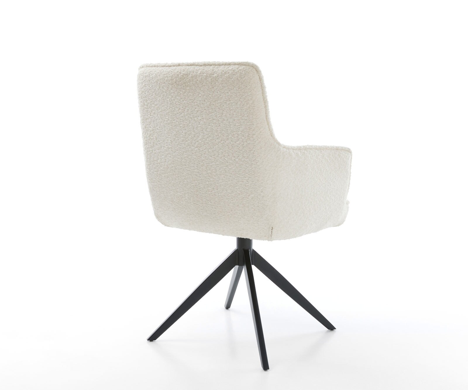 Chaise-pivotante Heira-Flex bouclé blanc pied croisé large noir pivotement sur 360° fonction bascule ressorts ensachés 4