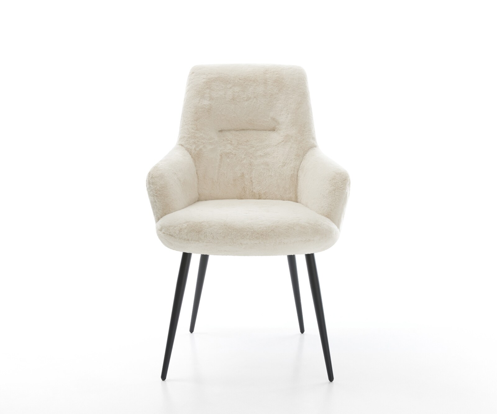 Chaise-de-salle-à-manger Zelia-Flex avec accoudoirs peluche crème-blanc 4 pieds coniques noir resorts ensachés 1