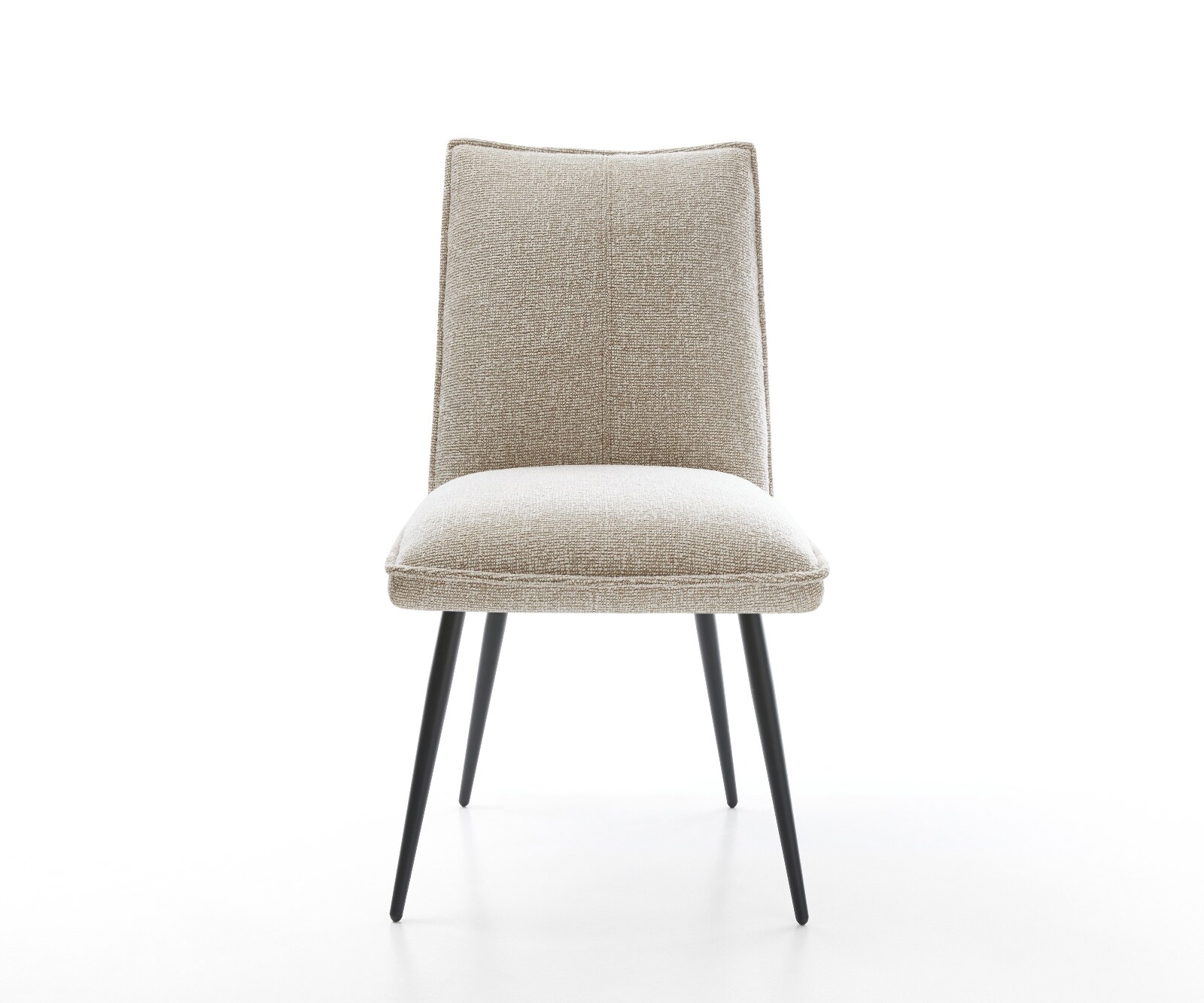 Chaise-de-salle-à-manger Lelio-Flex tissu tissé doux beige 4 pieds coniques noir resorts ensachés 2