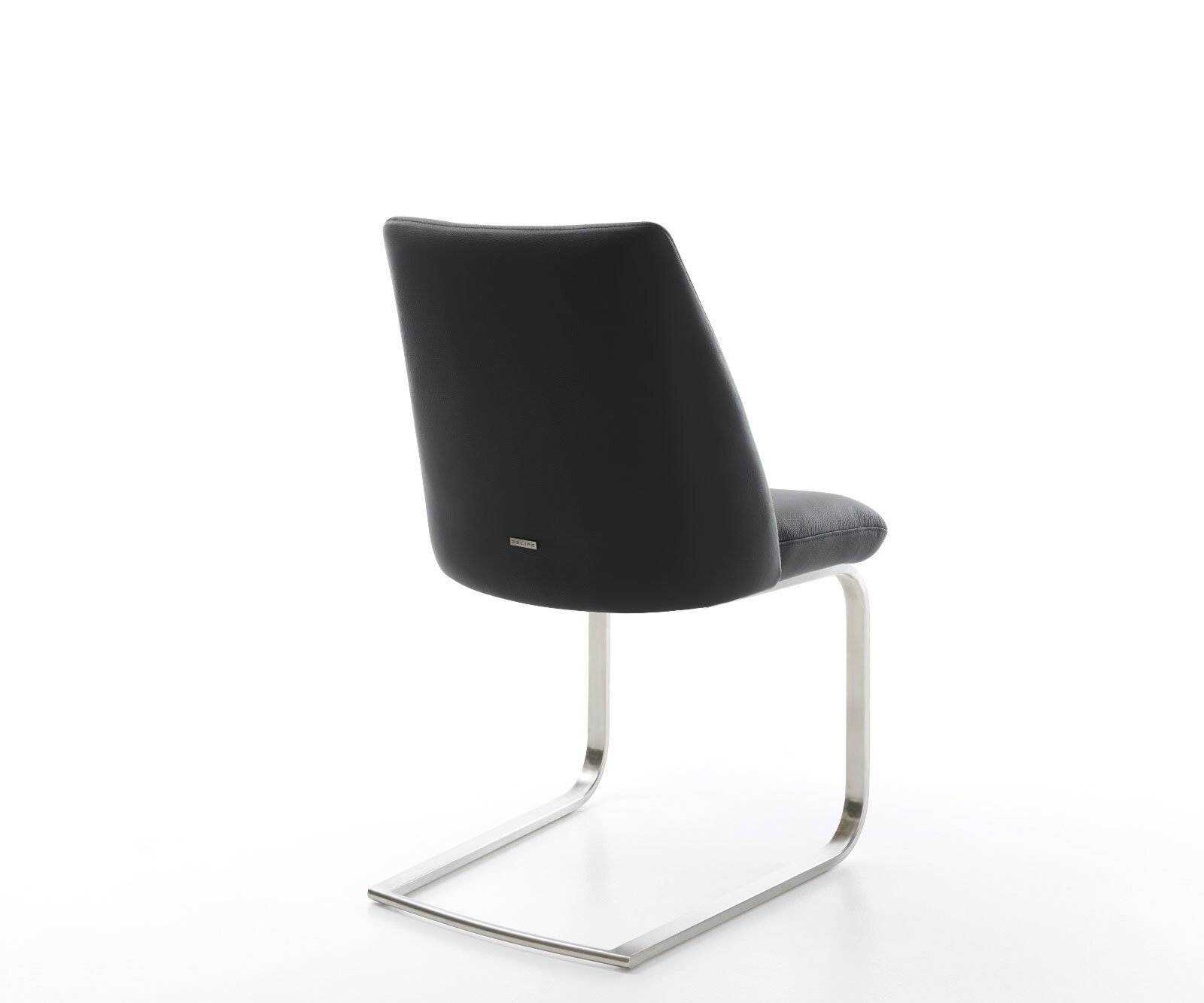 Cantilever Elso-Flex cuir de vache noir pied cantilever plat acier inoxydable brossé ressorts ensachés 5