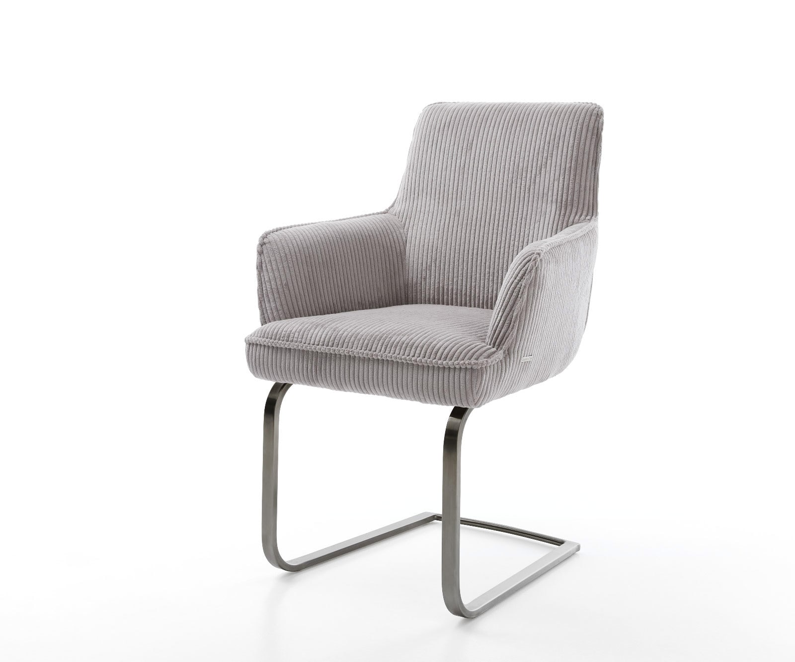 Cantilever Heira-Flex mit Armlehnen côtelé gris argenté pied cantilever plat grafiete ressorts ensachés Cantilever Heira-Flex mit Armlehnen côtelé gris argenté pied cantilever plat grafiete ressorts ensachés