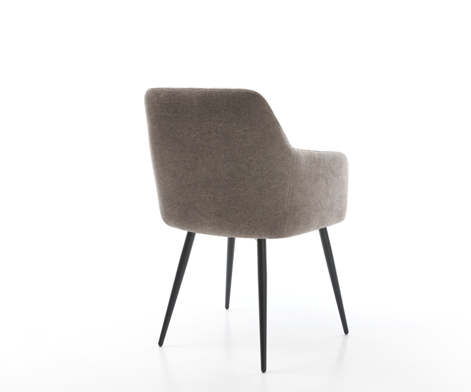 Chaise-de-salle-à-manger Greg-Flex tissu structuré doux taupe 4 pieds coniques noir ressorts ensachés 4