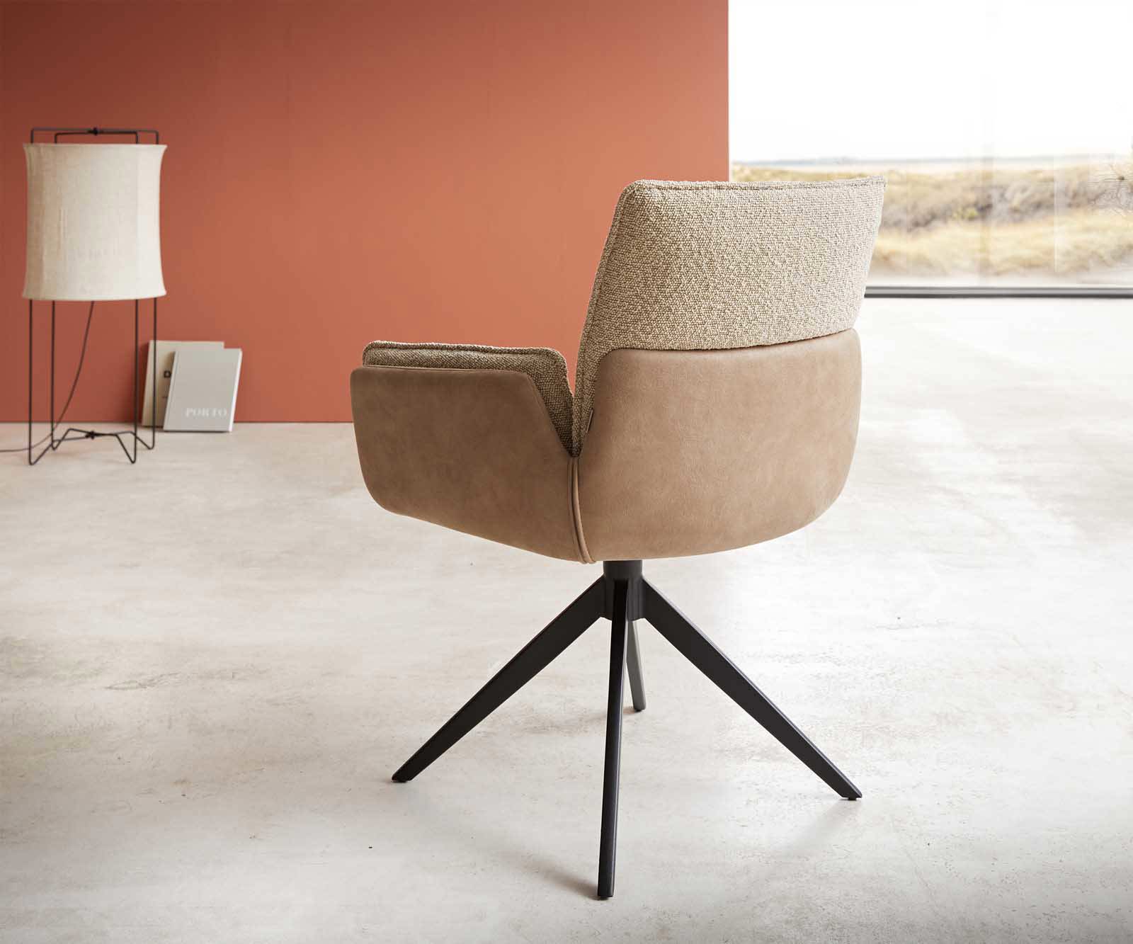 Chaise-pivotante Nela-Flex tissu mixte couleur boue pied croisé large noir pivotement sur 360° 4 Chaise-pivotante Nela-Flex tissu mixte couleur boue pied croisé large noir pivotement sur 360° 4