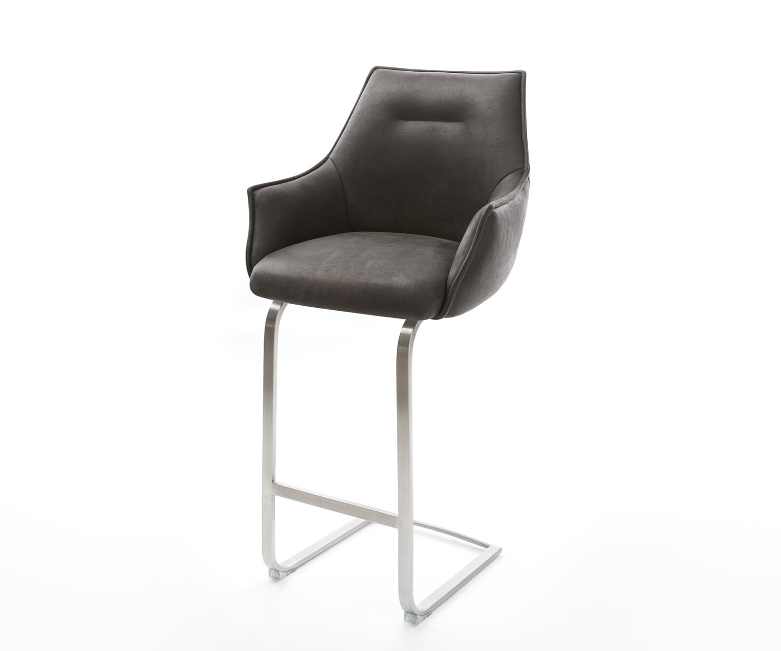 Chaise-de-bar Alja-Flex Microfibre Anthracite Vintage Chaise cantilever plate Acier inoxydable Ressorts ensachés