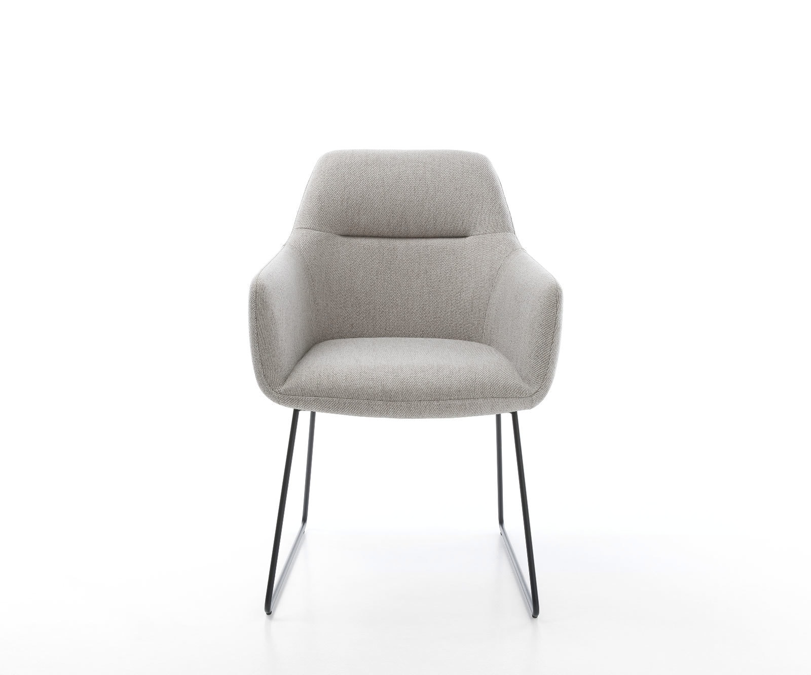 Chaise-de-salle-à-manger Pejo-Flex rayures gris clair pied trapèze noir ressorts ensachés 1 Chaise-de-salle-à-manger Pejo-Flex rayures gris clair pied trapèze noir ressorts ensachés 1