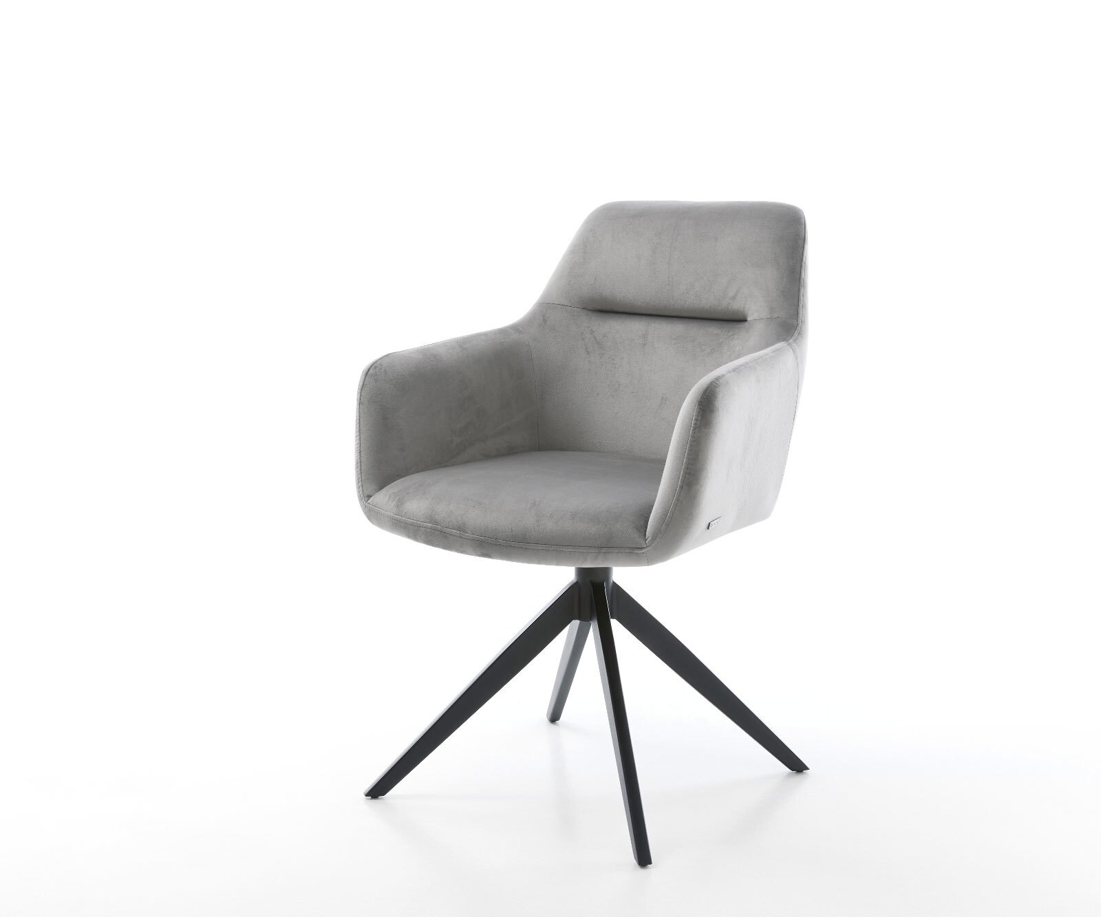 Chaise-pivotante Pejo-Flex velours gris pied croisé large noir pivotement sur 360° fonction bascule ressorts ensachés