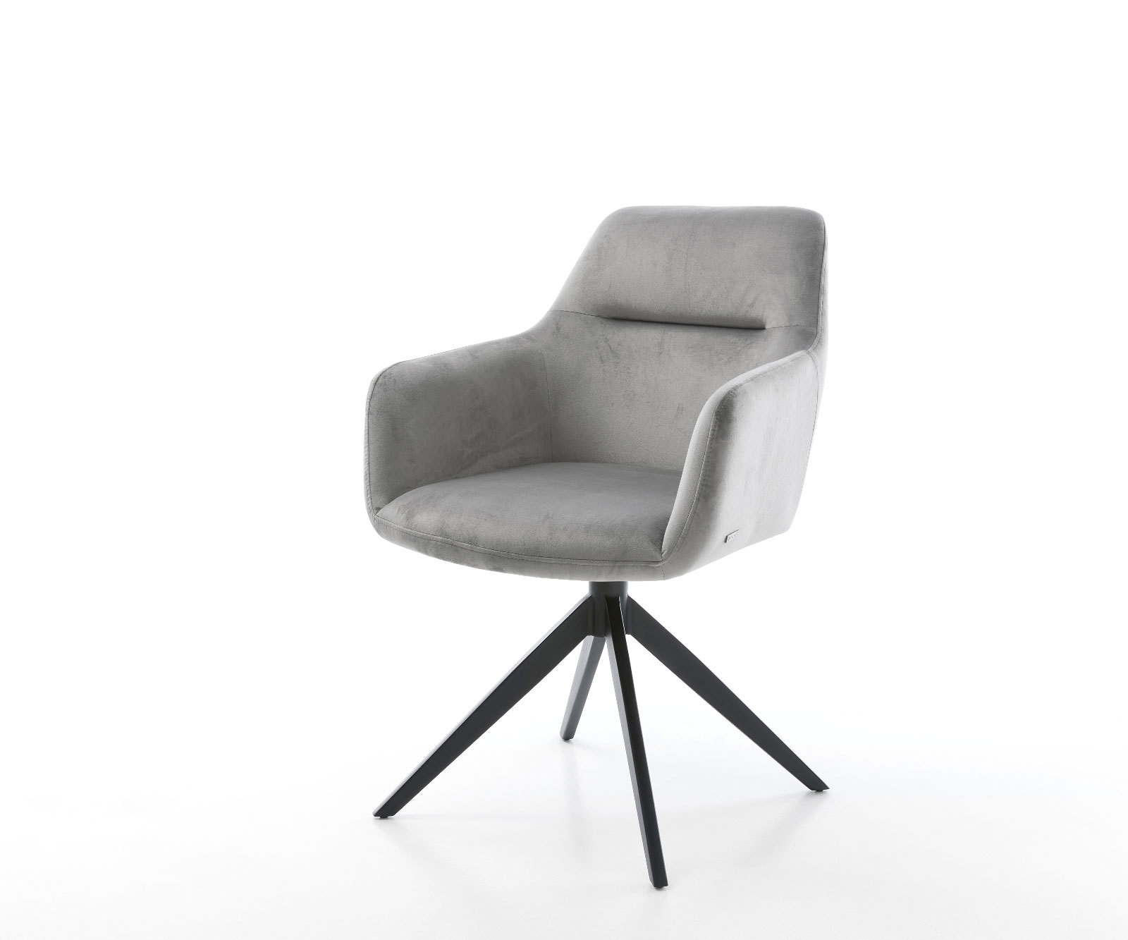 Chaise-pivotante Pejo-Flex velours gris pied croisé large noir pivotement sur 360° fonction bascule ressorts ensachés Chaise-pivotante Pejo-Flex velours gris pied croisé large noir pivotement sur 360° fonction bascule ressorts ensachés