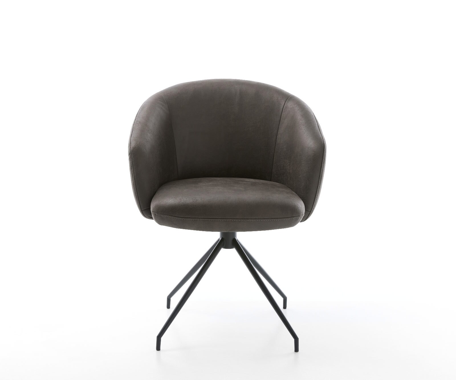 Chaise-pivotante Caja-Flex avec accoudoirs microvelours anthracite vintage pied croisé conique noir pivotement sur 180° ressorts ensachés 2