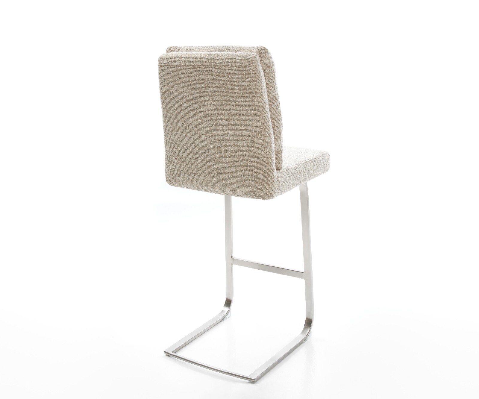 Chaise-de-bar Pela-Flex Tissu tissé doux Beige Pied cantilever acier inoxydable Argent 4