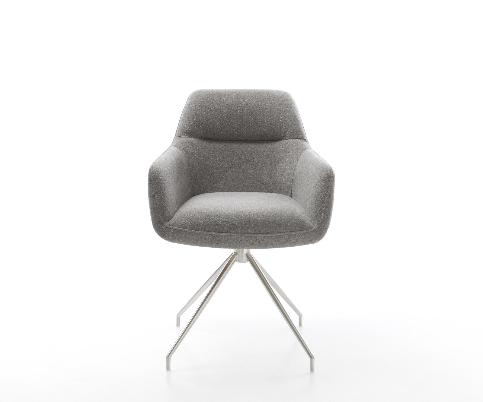 Chaise-de-salle-à-manger Pejo-Flex tissu structuré doux gris pied croisé conique acier inoxydable resorts ensachés 2