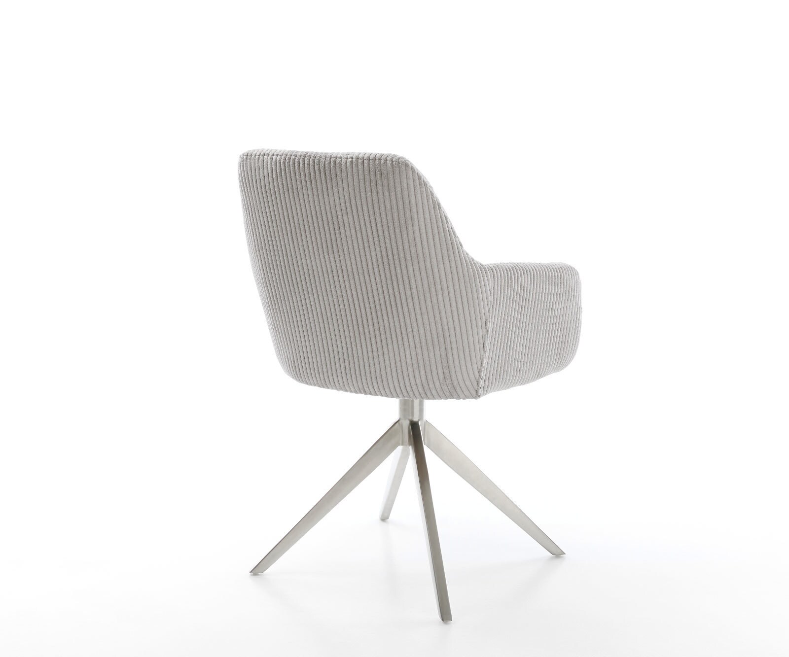 Chaise-pivotante Pejo-Flex côtelé gris argenté pied croisé large acier inoxydable brossé pivotement sur 360° fonction bascule ressorts ensachés 4 Chaise-pivotante Pejo-Flex côtelé gris argenté pied croisé large acier inoxydable brossé pivotement sur 360° fonction bascule ressorts ensachés 4
