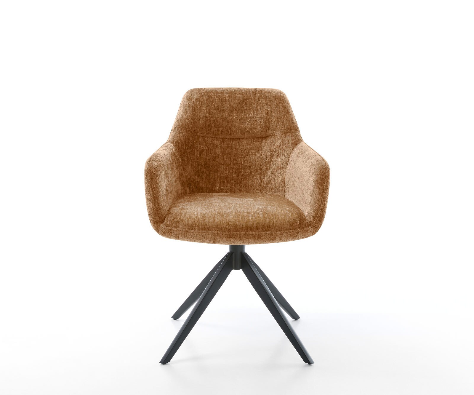 Chaise-pivotante Pejo-Flex chenille rouille pied croisé large noir pivotement sur 360° fonction bascule ressorts ensachés 1