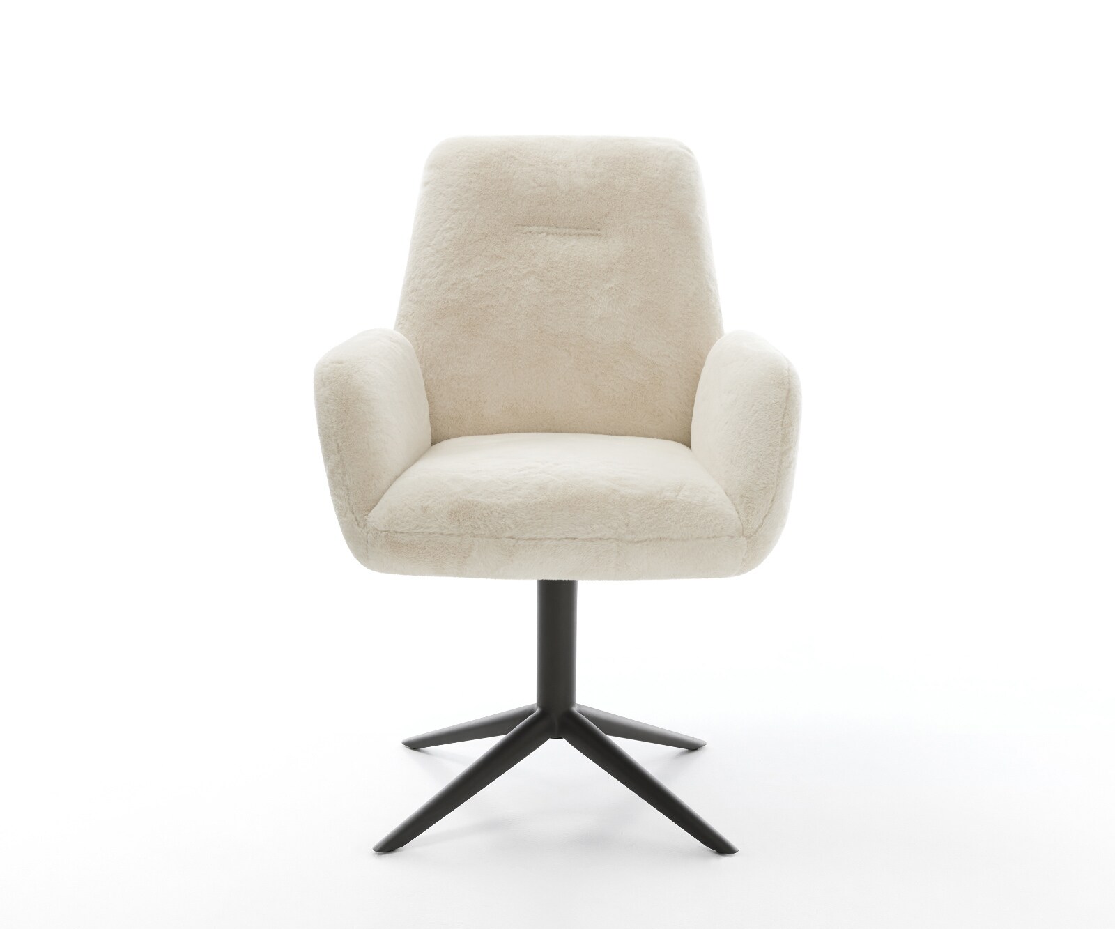 Chaise-pivotante Zoa-Flex peluche crème-blanc pied de chaise 4 branches noir pivotement sur 360° fonction bascule resorts ensachés 2