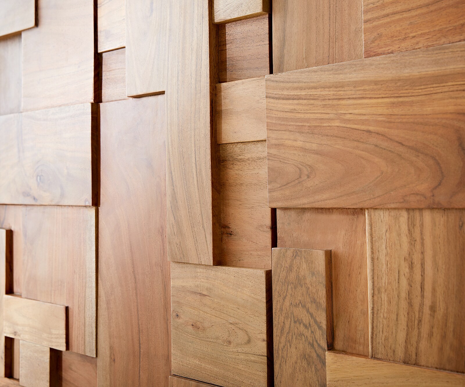 Buffet Puzzle 175 cm acacia naturel 3 portes pied flottant métal noir 2