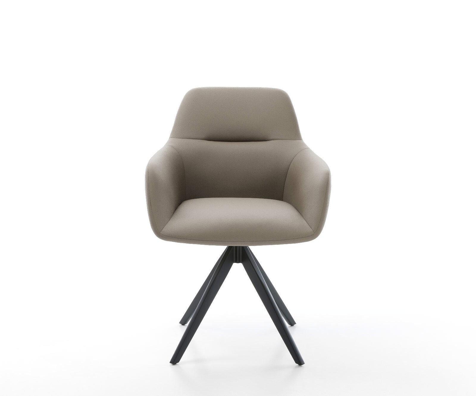 Chaise-de-salle-à-manger Pejo-Flex cuir de vache couleur boue pied croisé angulaire noir ressorts ensachés 2